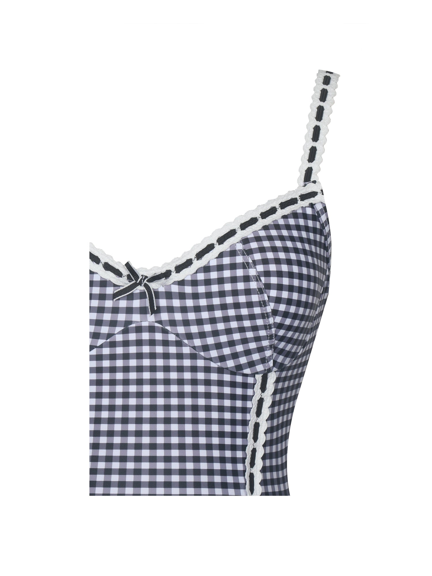 Gigi Lace Strap Backless Swimsuit | Black Gingham