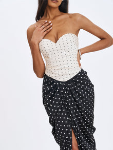 Tamryn Sweetheart Maxi Dress | Black and White Polka Dot