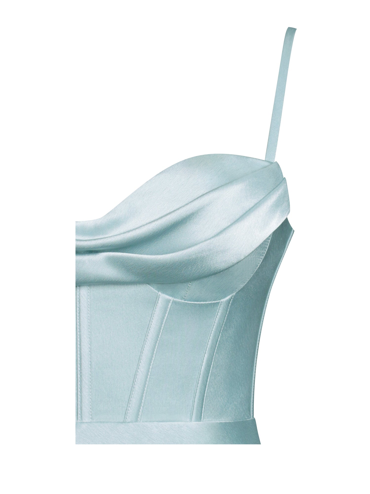 Elayna Strappy Satin Corset High Slit Gown | Pale Blue