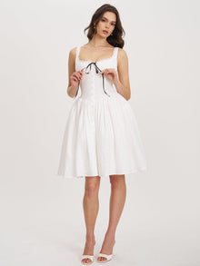 Madison Cotton Eyelet Square Neck Midi Dress | White