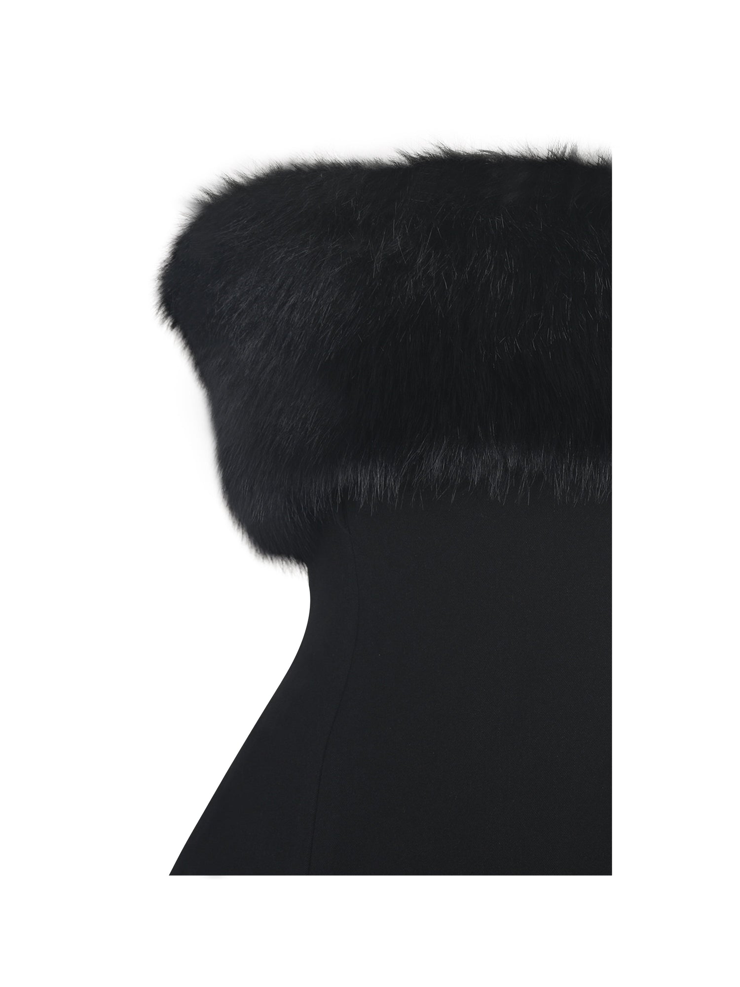 Evelyn Fur-Trimmed Mini A-Line Dress | Black