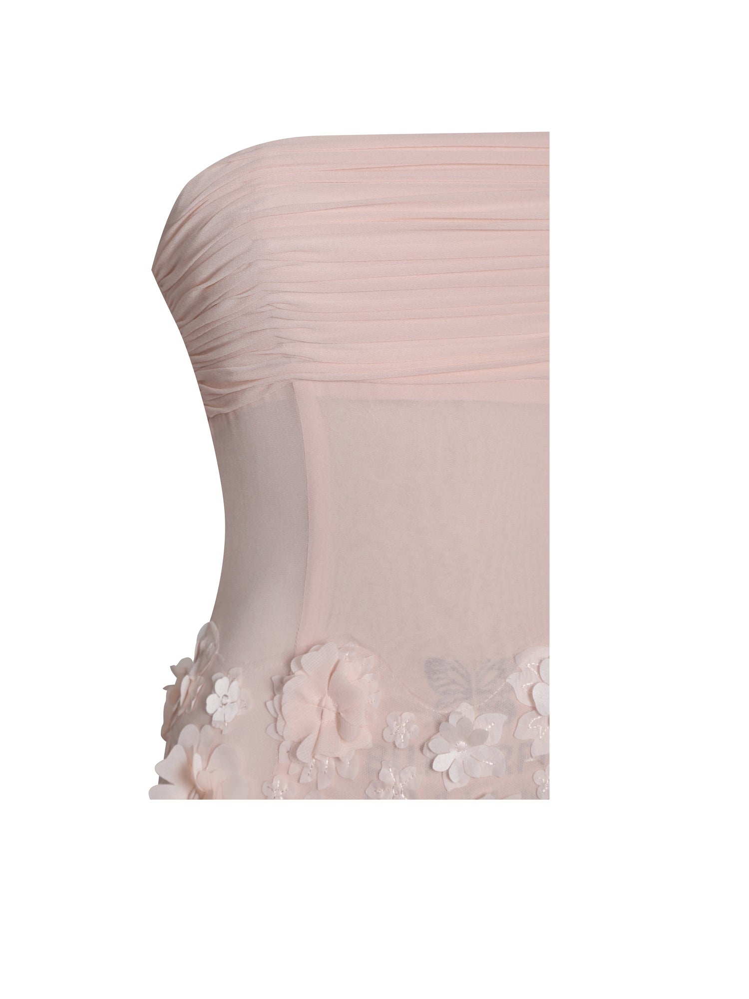 Mae Ruched Breast Applique Trim Trailing Dress | Pink