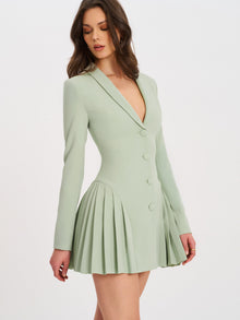 Delia Blazer Dress with Pleated Detail | Pistachio Green
