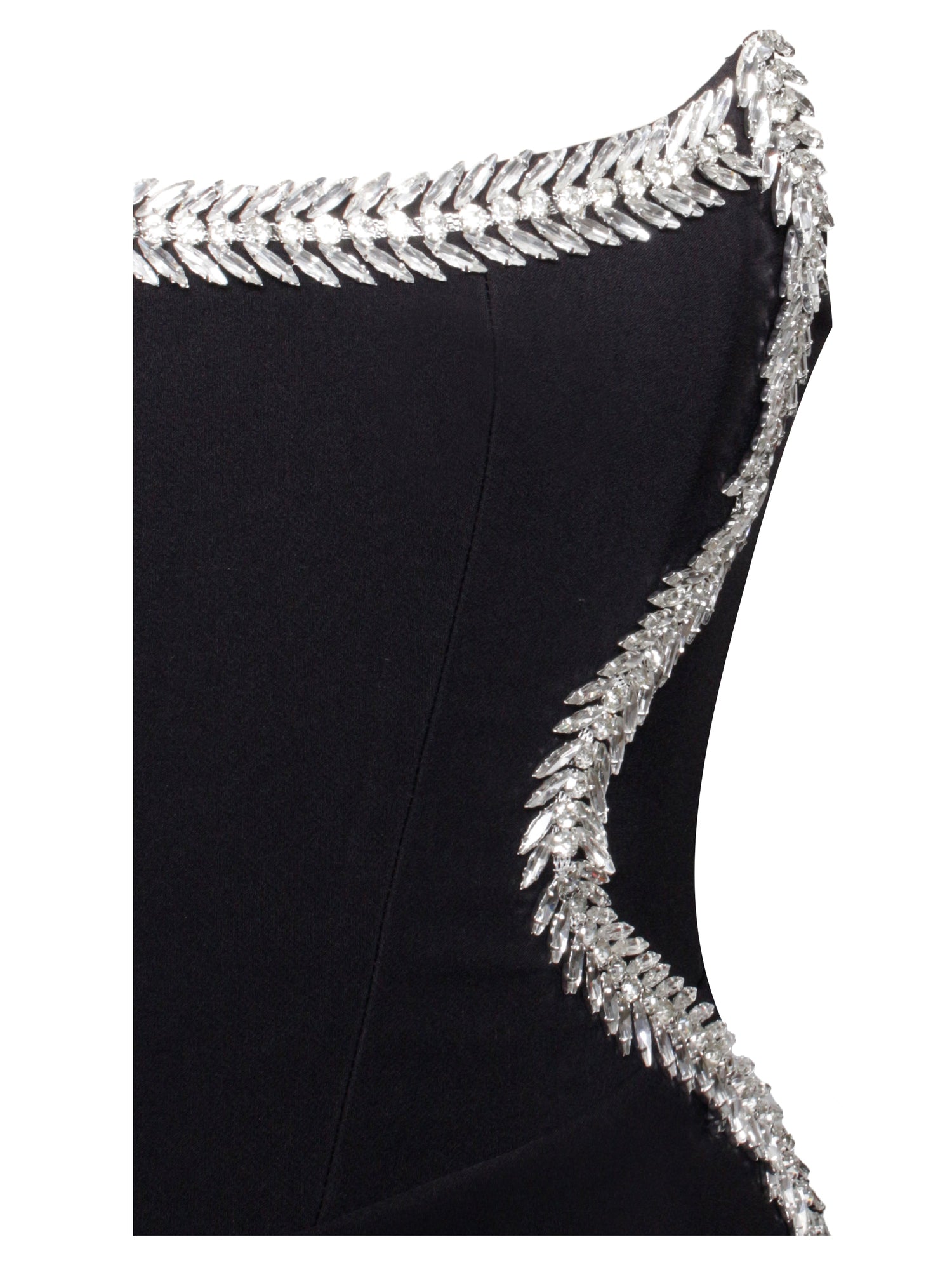 Xoana Crystal Embellished High Slit Gown | Black