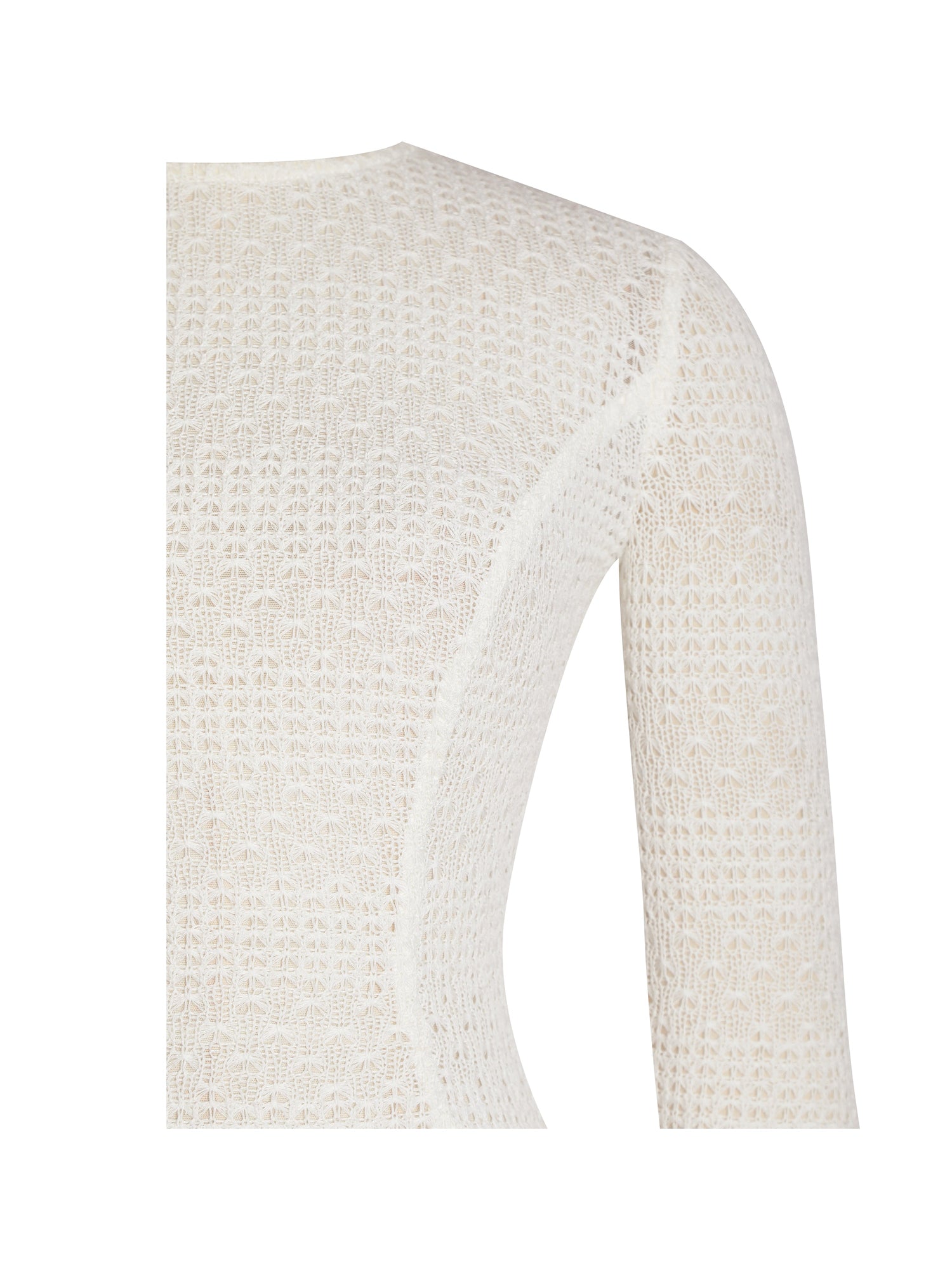 Pamina Crochet Long Sleeve Midi Flare Mermaid Dress | Beige