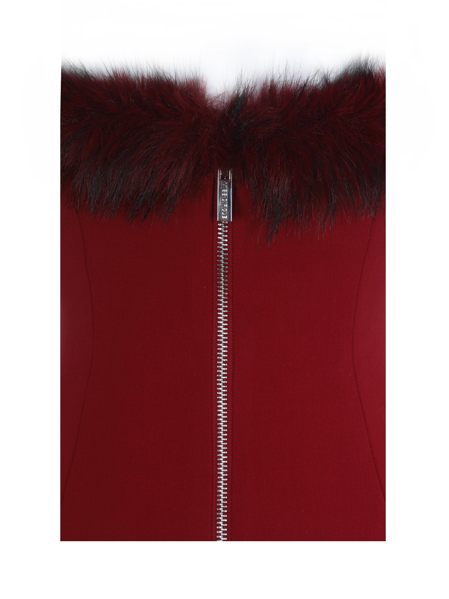 Ivette Fur-Trimmed Peplum Top | Crimson