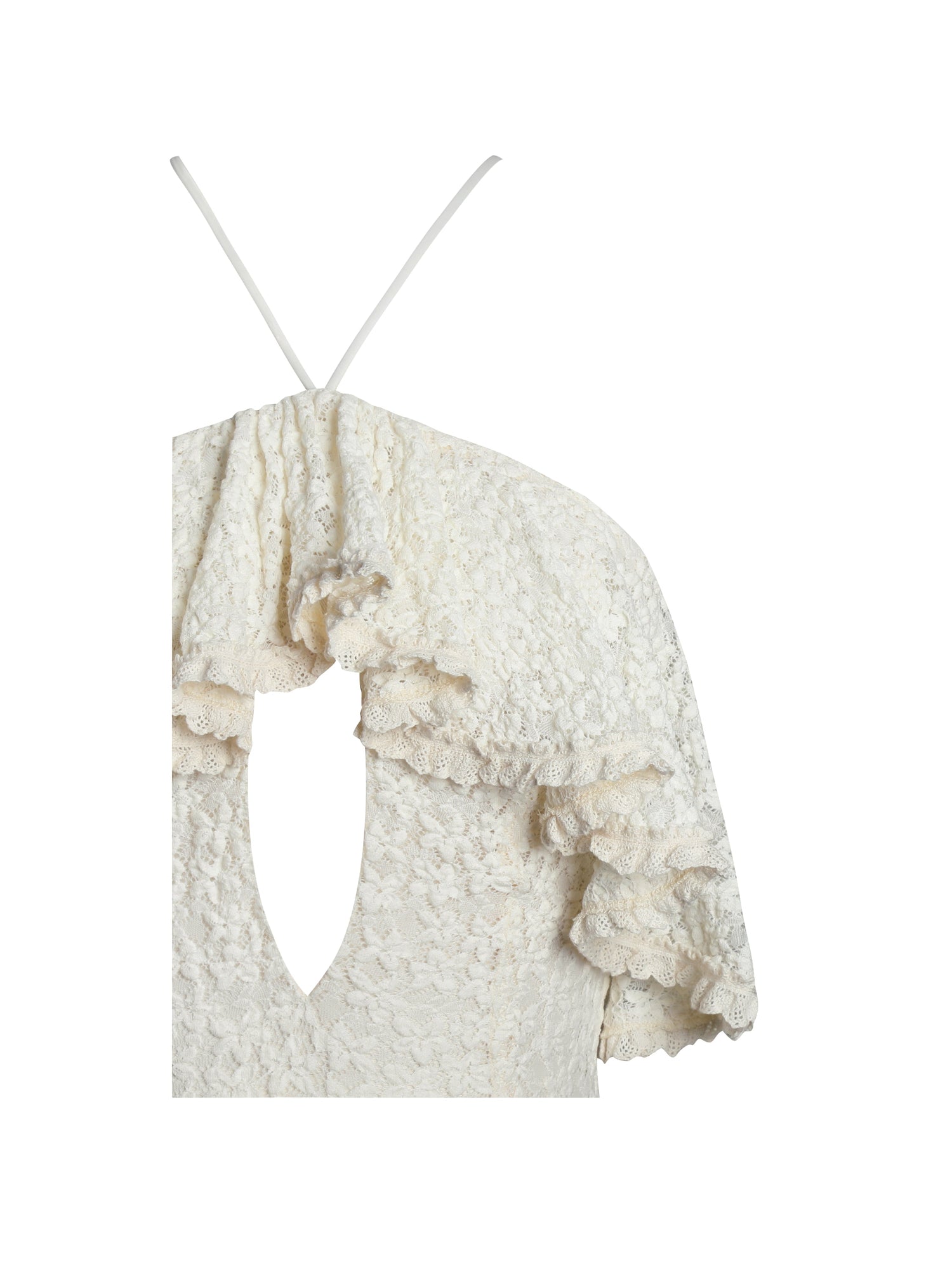 Idra Lace Trim Sleeveless Crochet Midi Trailing Dress | Beige