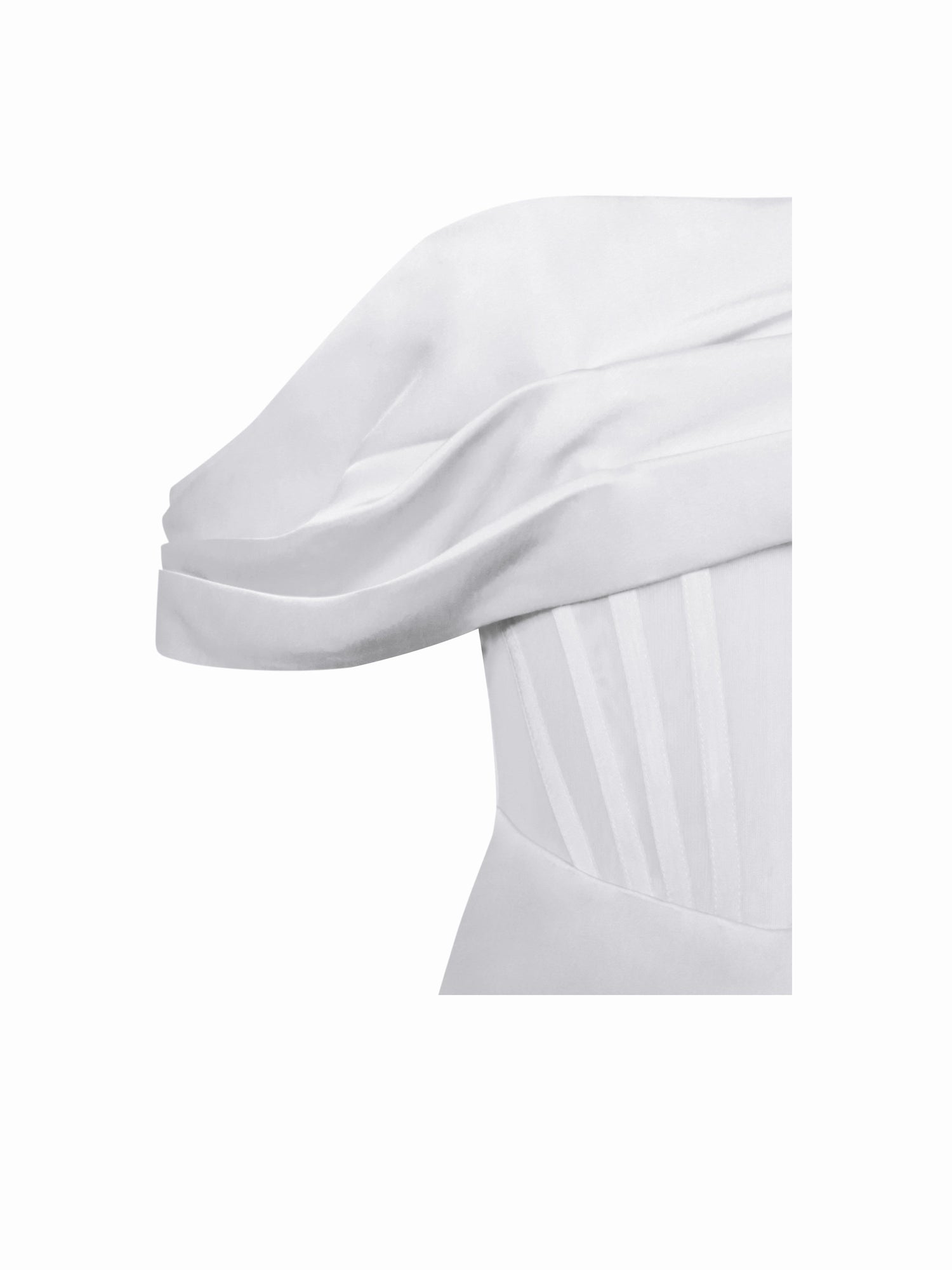 Rebeca Satin High Slit Corset Gown | White