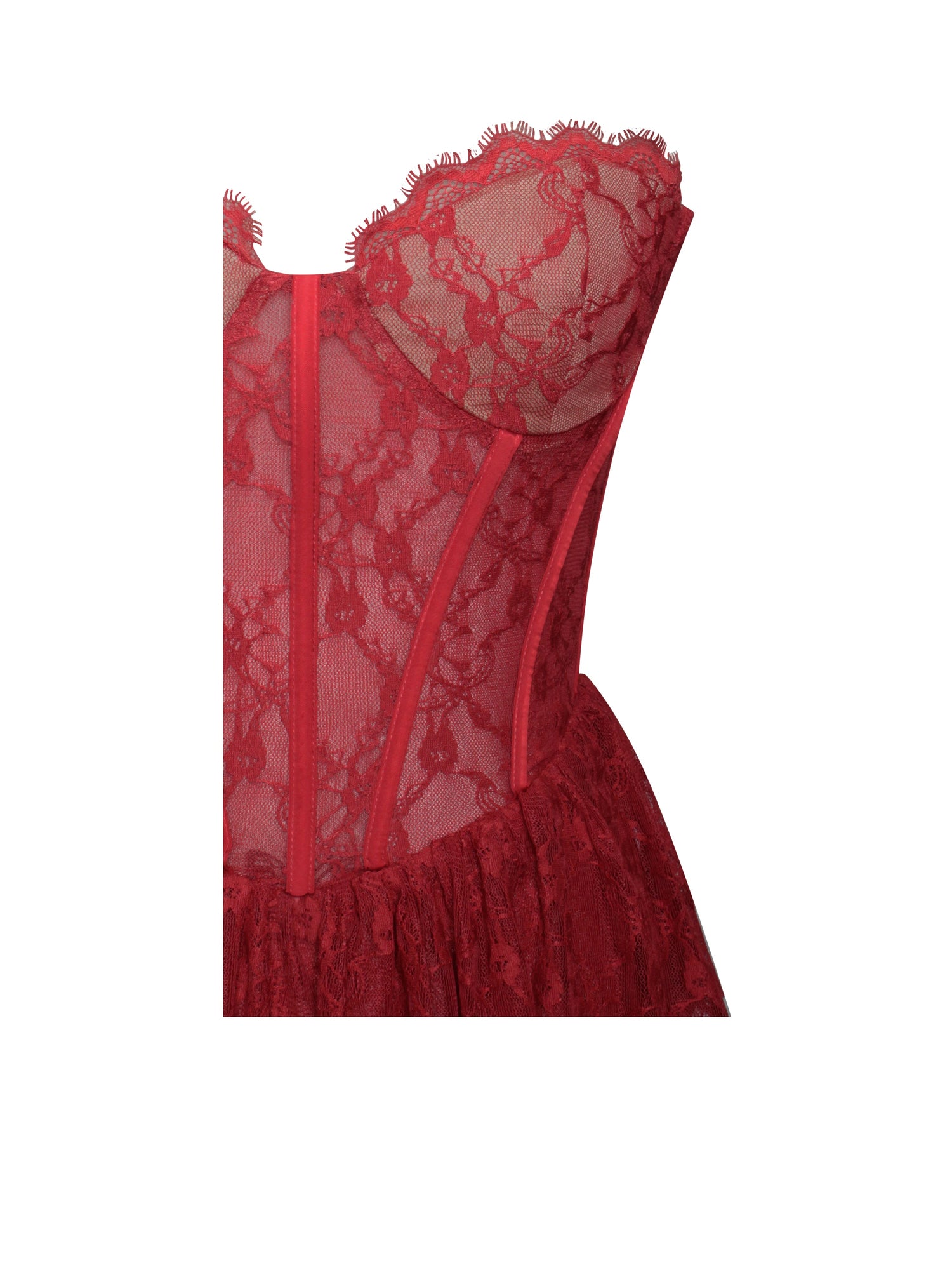 Quennell Lace Corset Maxi Dress | Burgundy