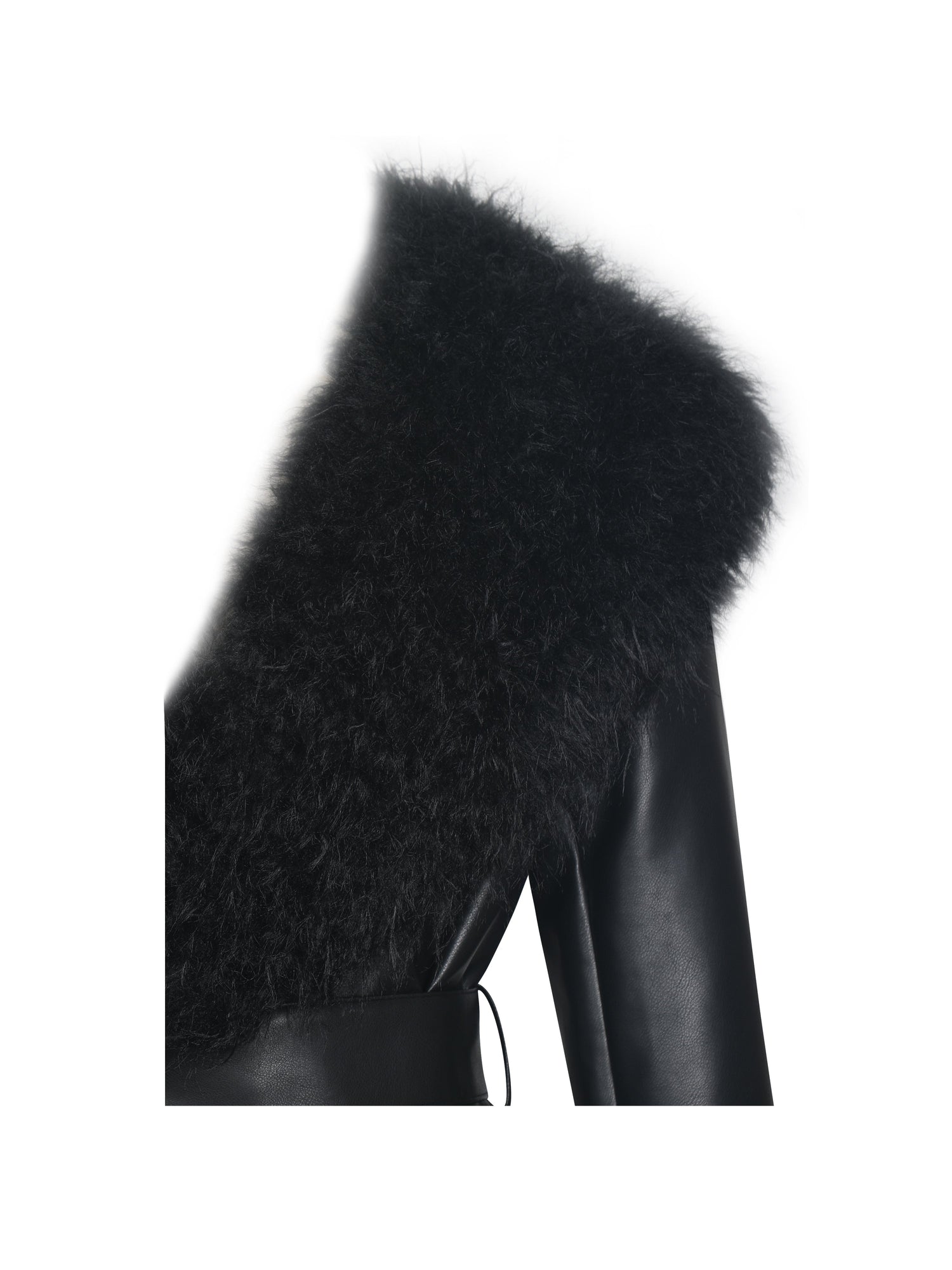 Zariah Faux Fur Trimmed Longline Coat | Black