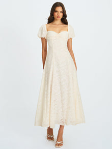 Pandora Bubble Sleeve Backless Maxi Dress | White