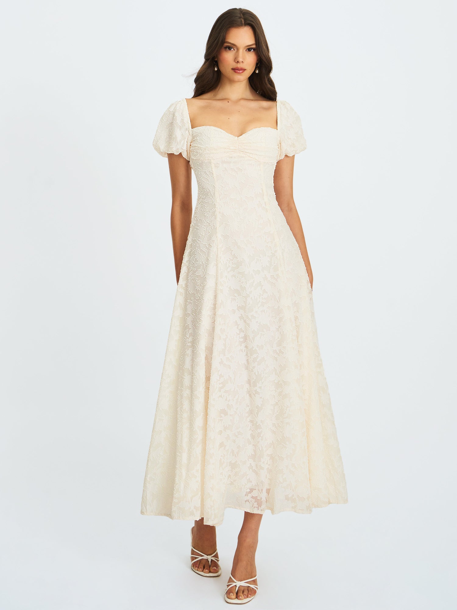 Pandora Bubble Sleeve Backless Maxi Dress | White