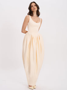 Udana Drop Waist Tulip Gown | Butter Yellow