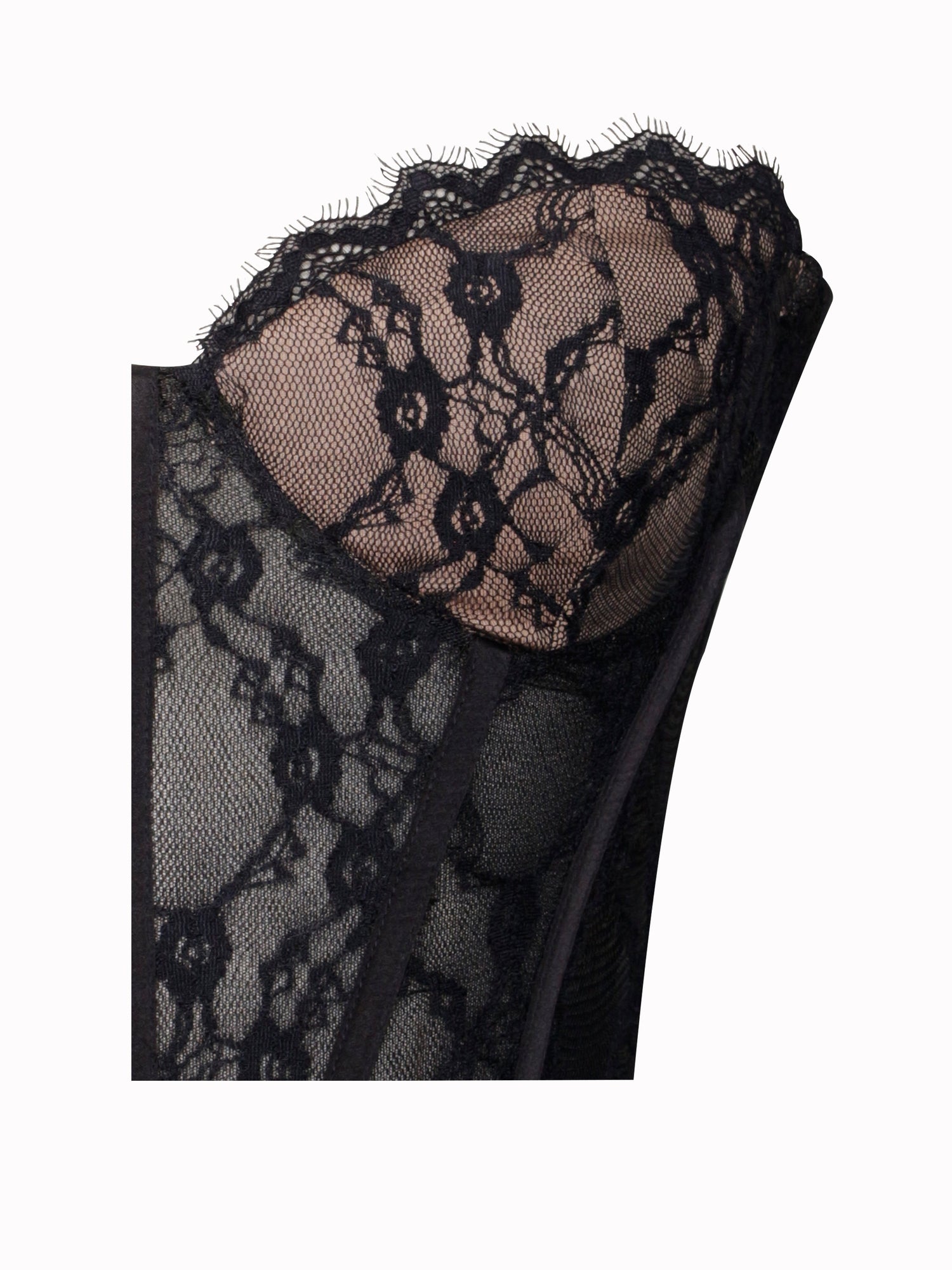 Quennell Lace Corset Maxi Dress | Black