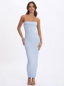 Yasmine Bamboo Knit Cutout Maxi Dress | Ice Blue