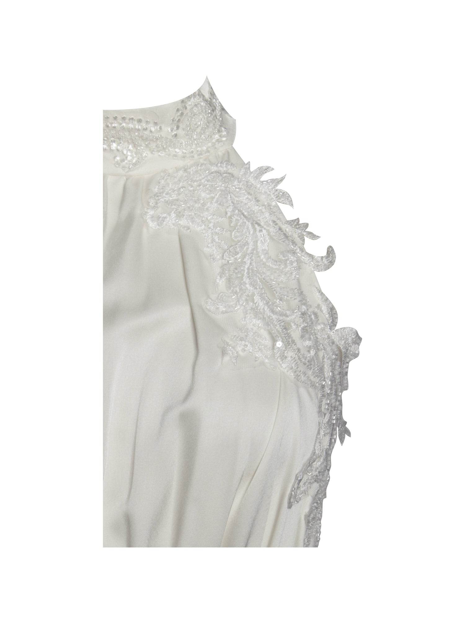 Idalia Beaded Lace Trim Backless Halter Mini Dress | Pearl White