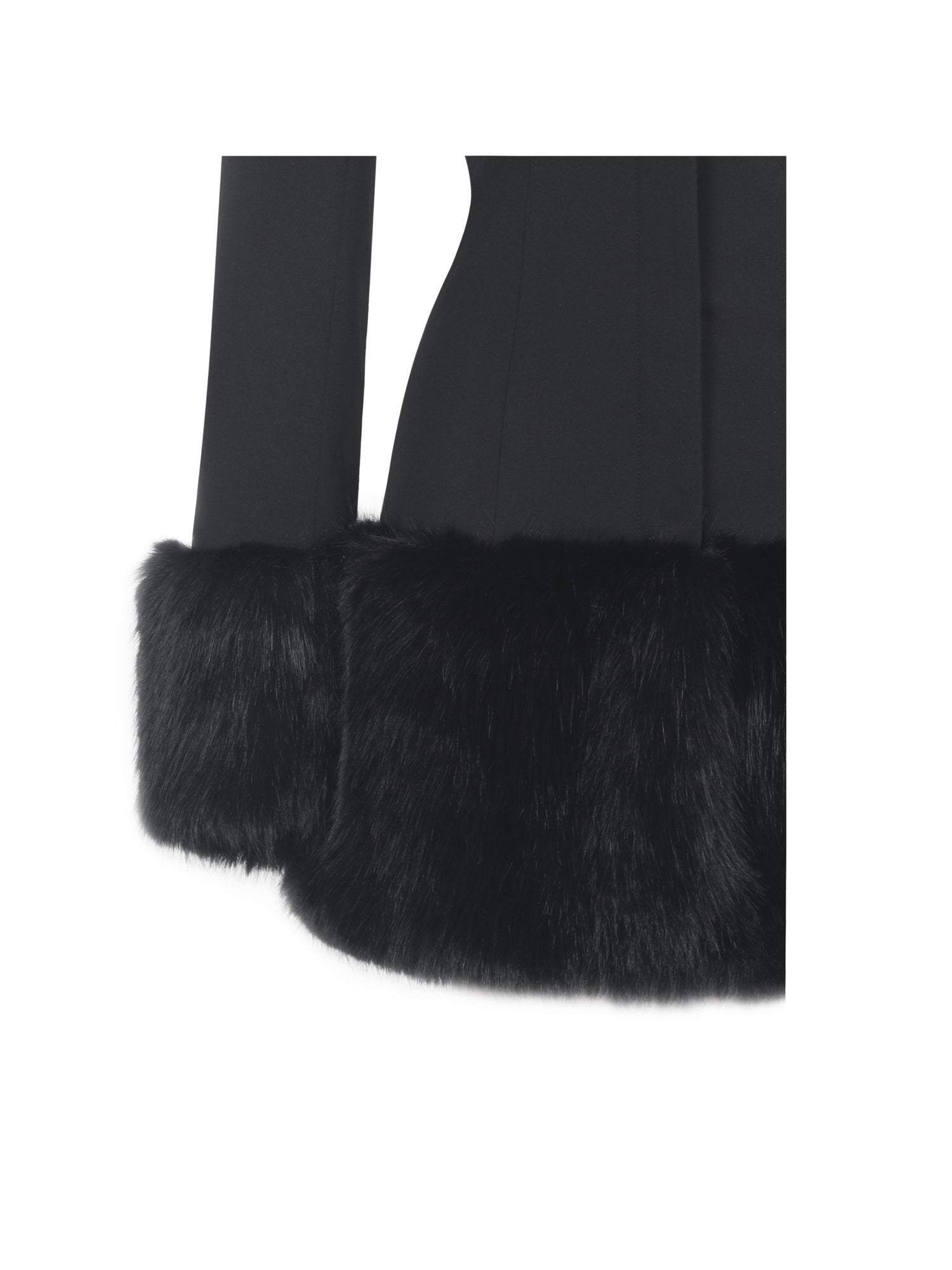 Wenona Fur Trimmed V-Neck Mini Blazer Dress | Black