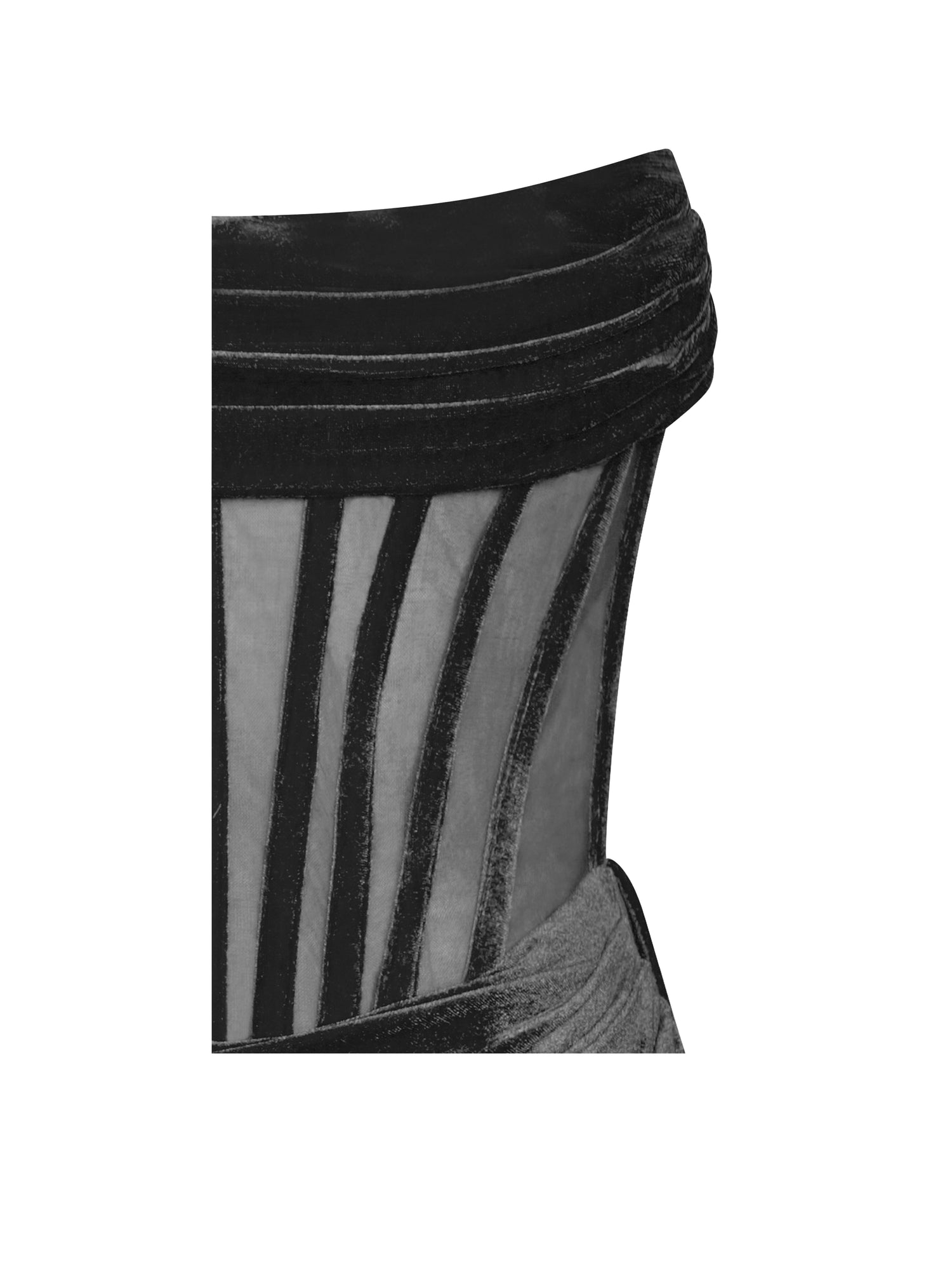 Priya Draping Corset High Slit Velvet Gown | Black