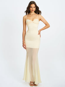 Zayne Ruch Breast Chiffon Mermaid Maxi Dress | Butter Yellow