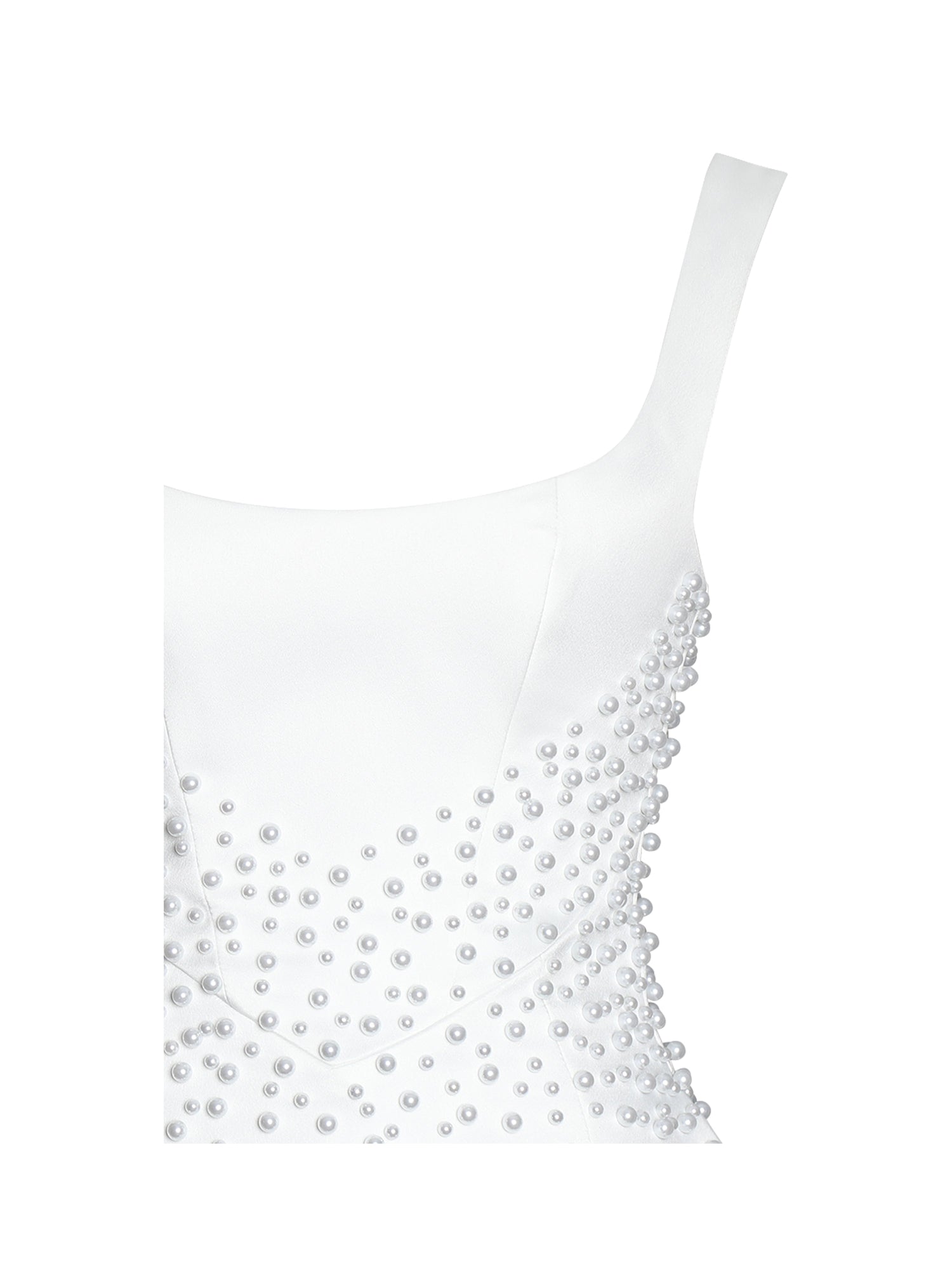 Tais Pearl Beaded Cocoon Shape Sleeveless Mini Dress | White