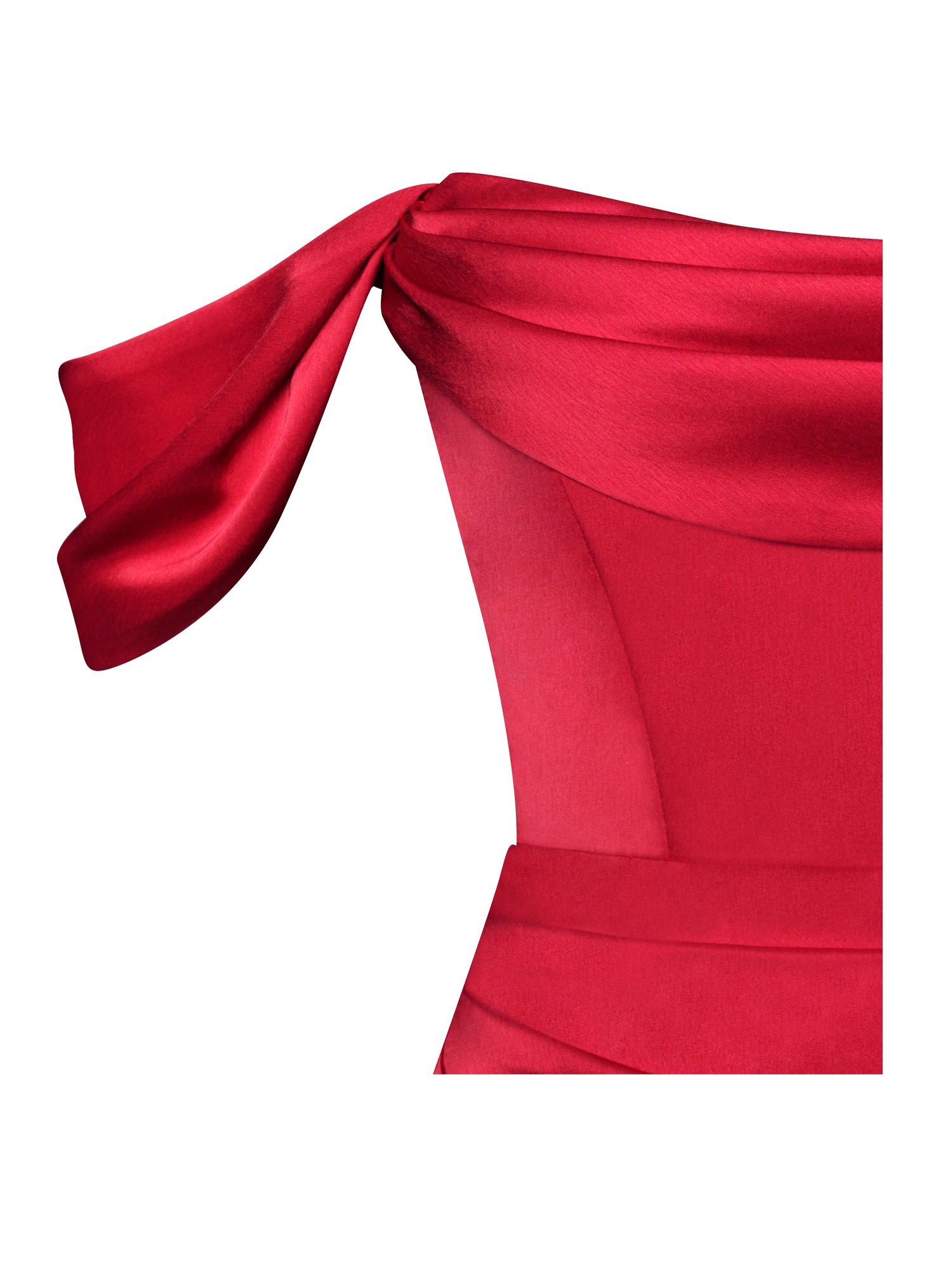 Ivona Halter Neck Double Duchess Satin Gown | Red