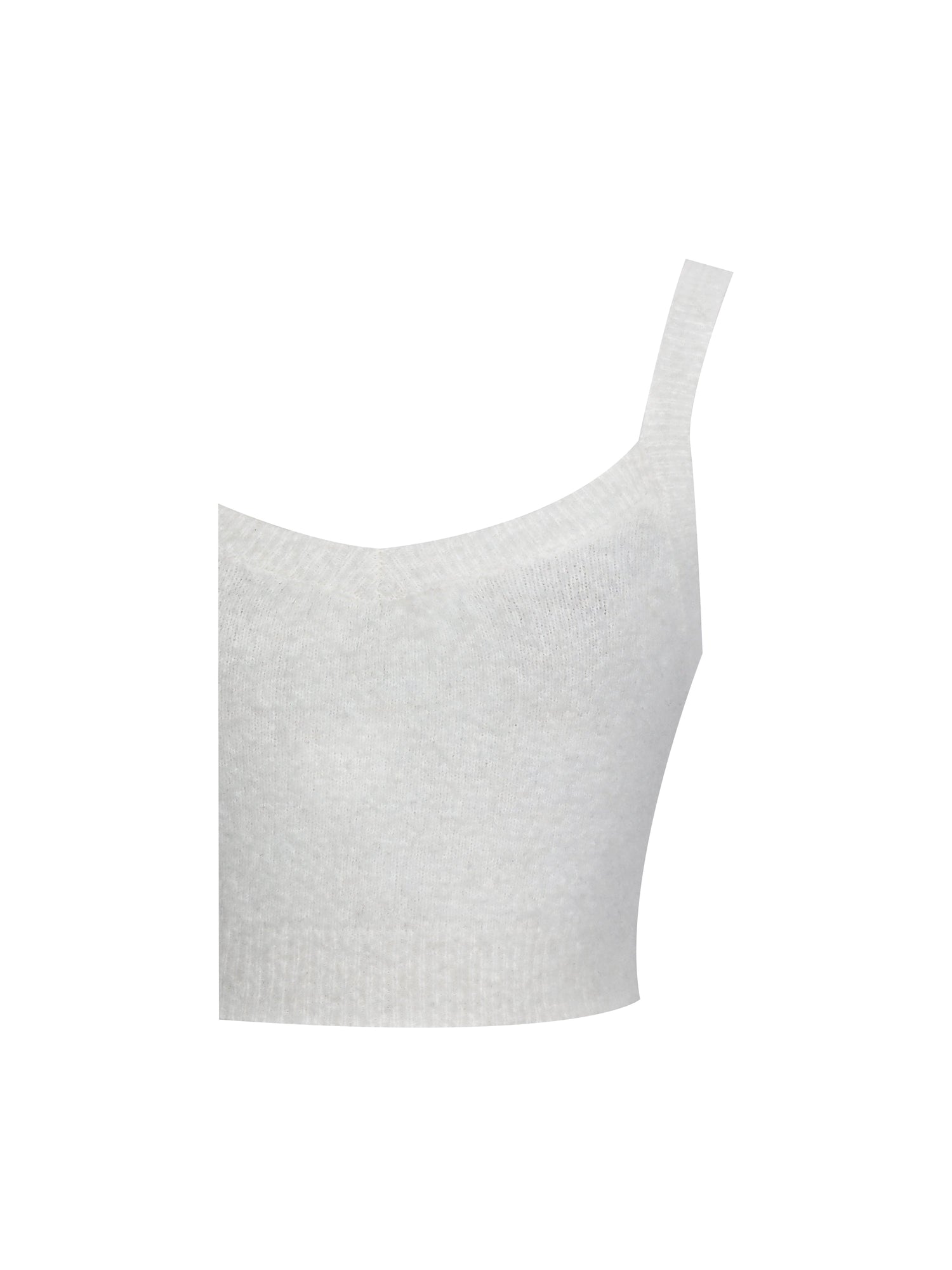 Selene Wool-Blend Ribbed Knit V-Neck Top | White