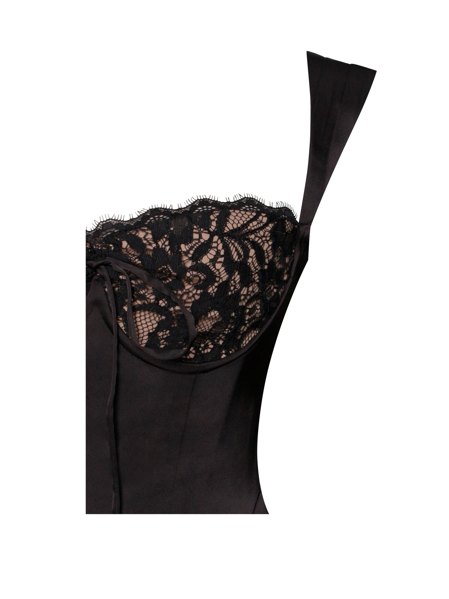 Freddie Lace Satin Maxi Corset Dress | Black