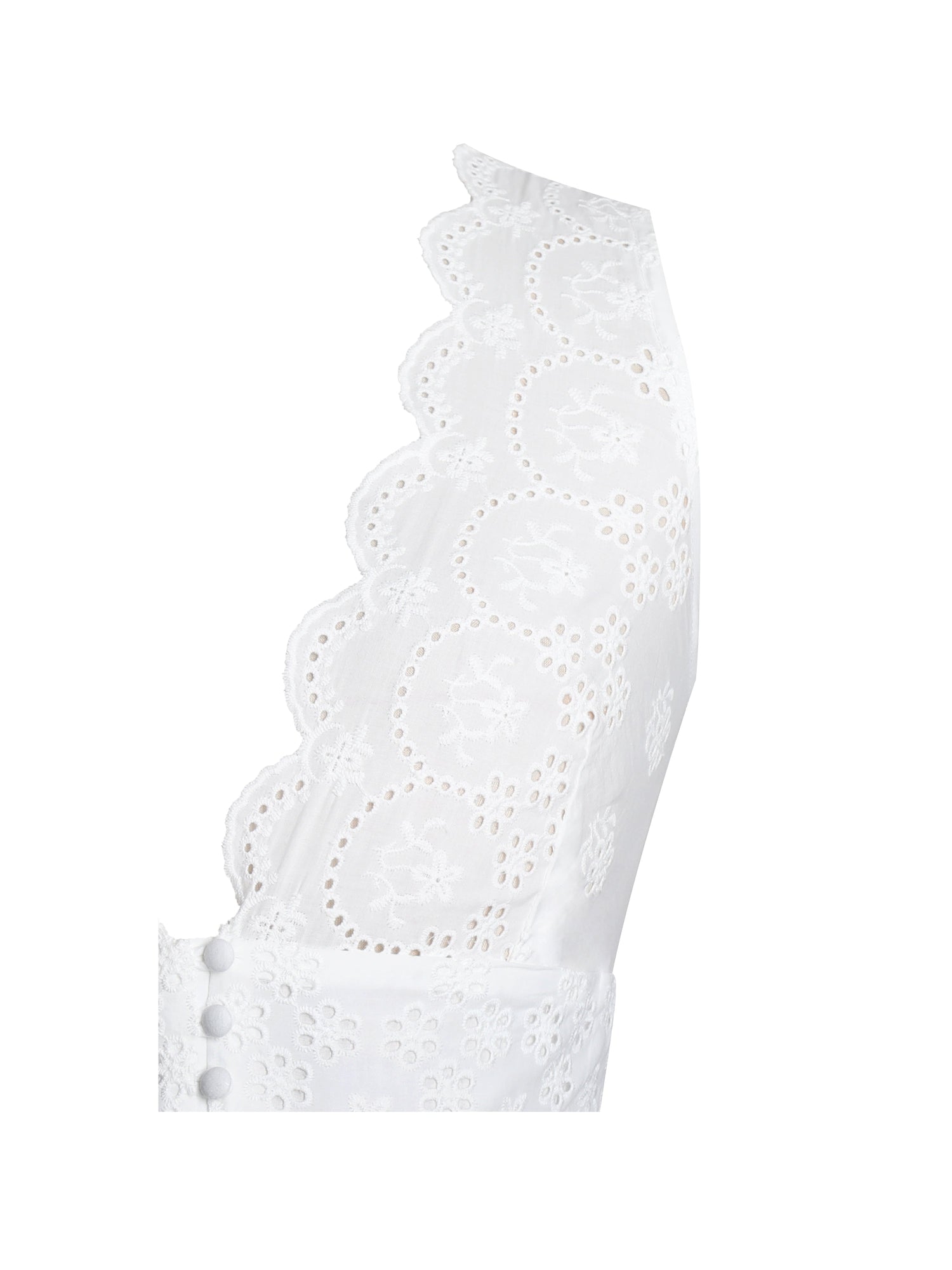 Raia Cotton Eyelet Scallop Trim Top | White