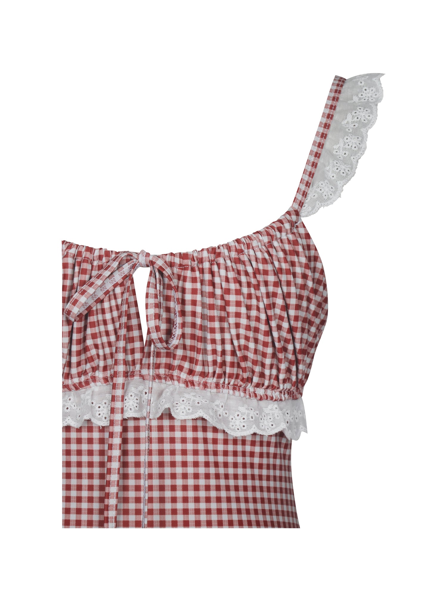Hallie Lace Backless Swimsuit | Red Gingham