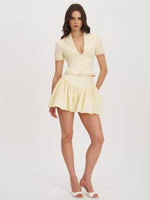 Odelie Drop Waist  Seersucker Full Skirt | Yellow
