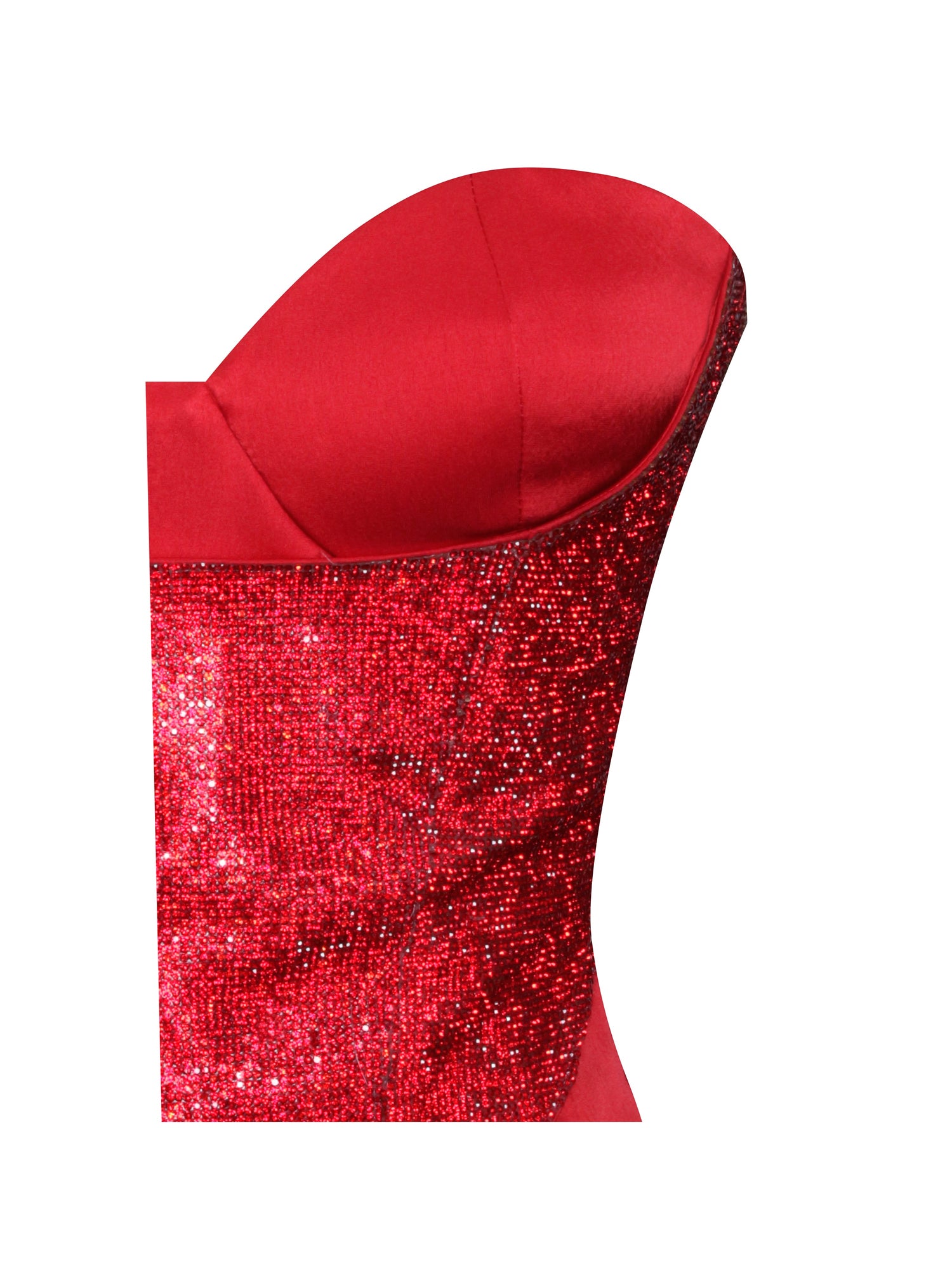 Kadesha Crystal High Slit Satin Corset Gown | Red