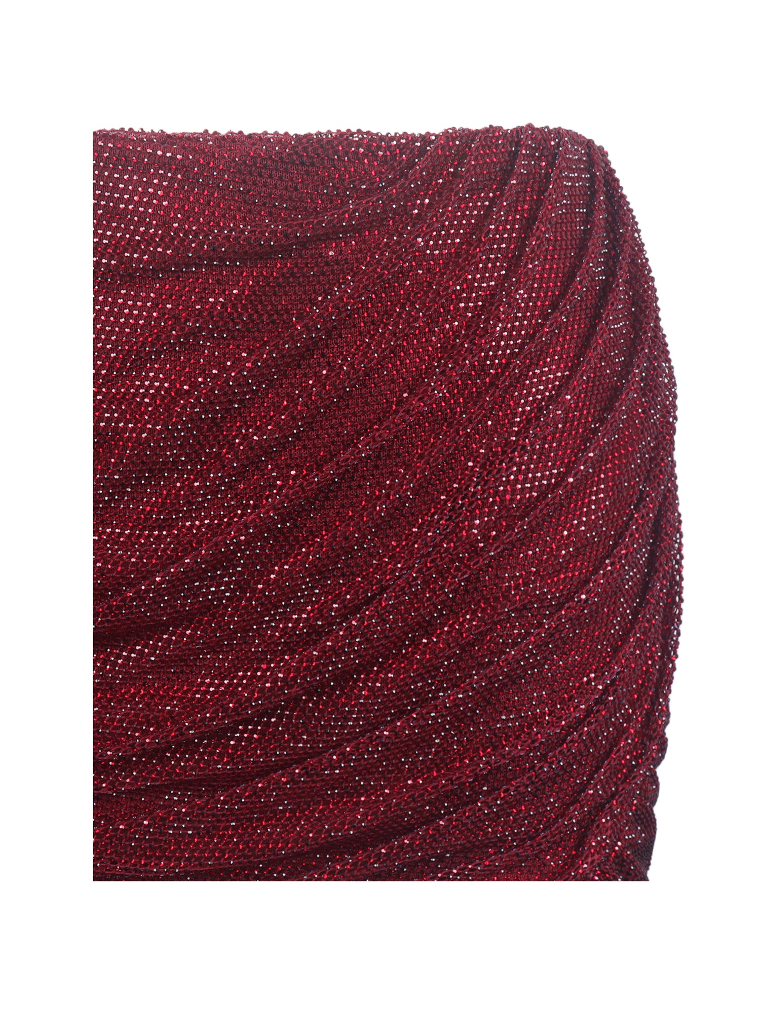 Darleen Rhinestone Mesh Low Waist Ruched Skirt | Crimson