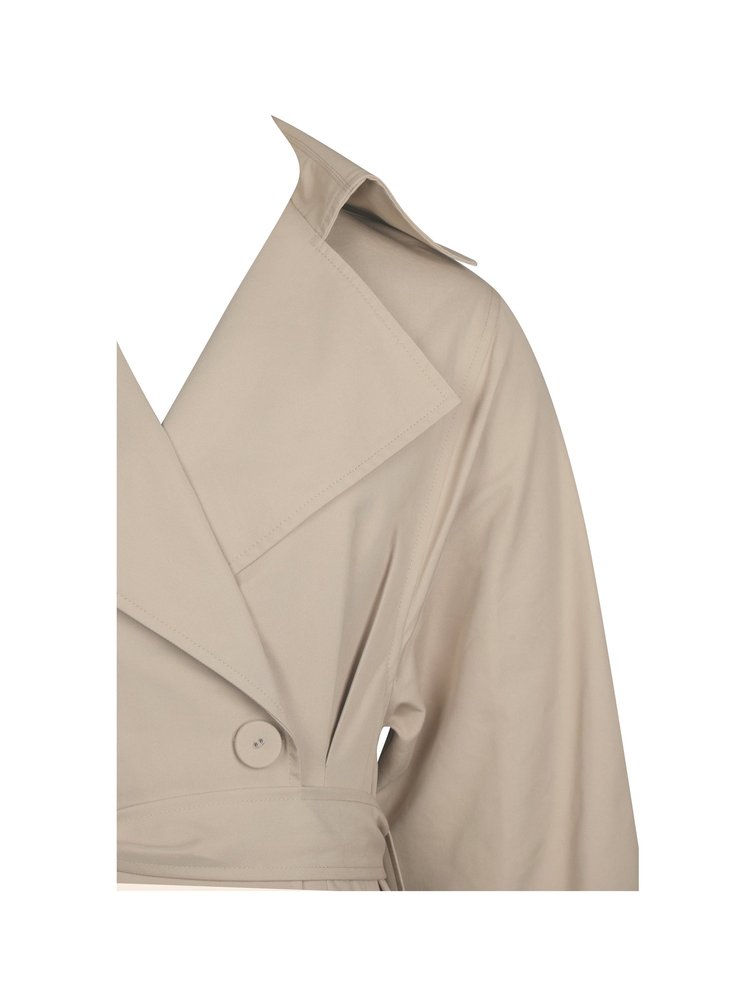 Ulila Double-Breasted Pleated Cotton-Blend Trench Coat | Beige