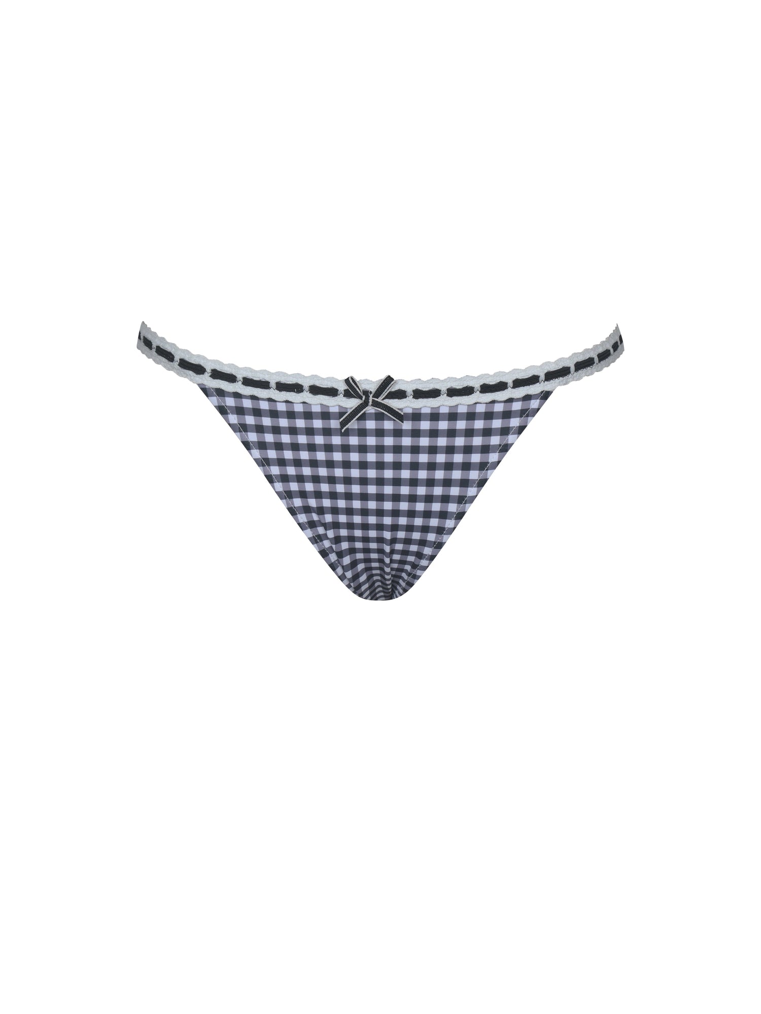 Genevia Gingham Lace Decoration Bikini Bottom | Geneva Gingham
