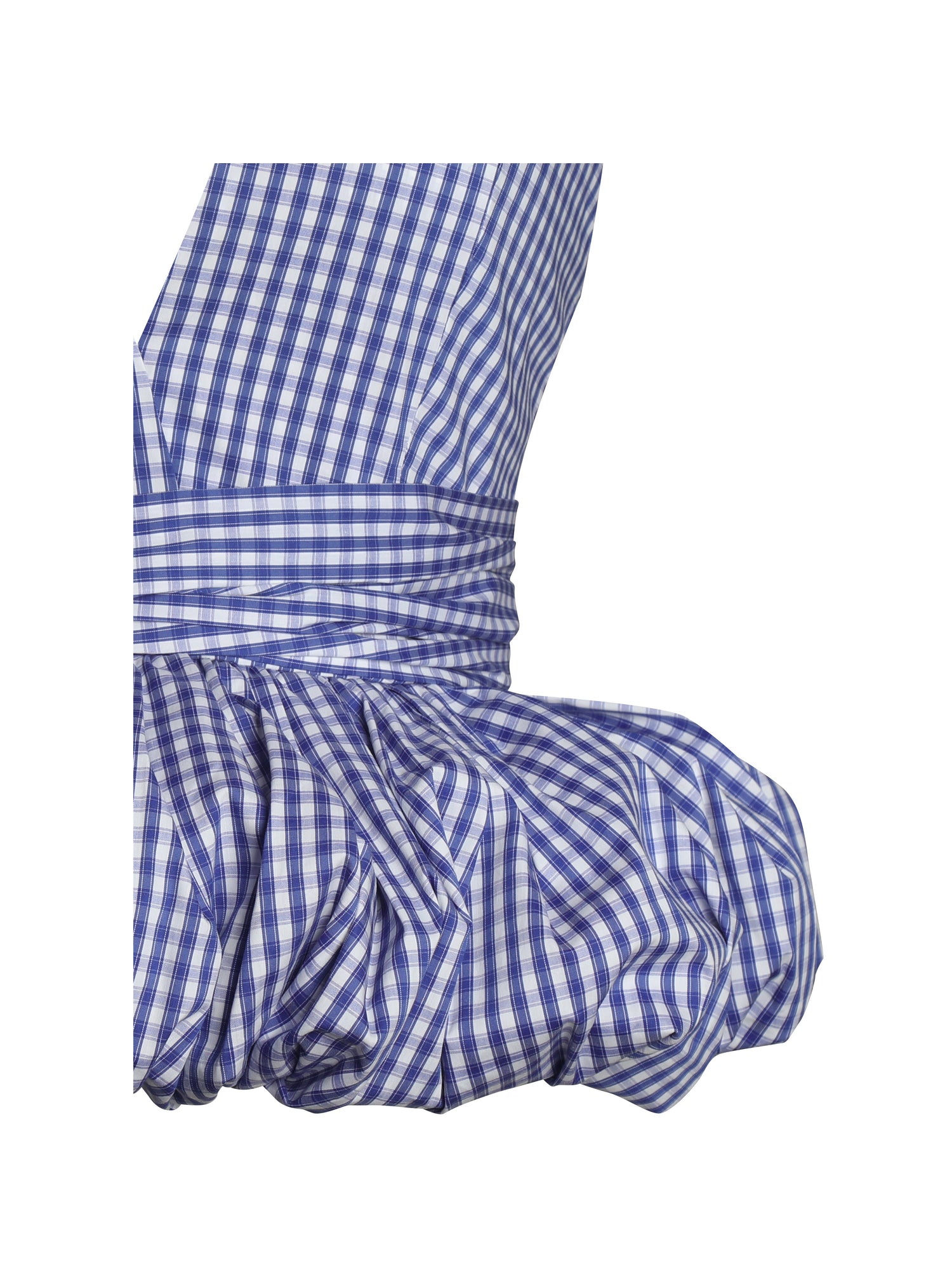 Ilene Blue Gingham Cotton Bubble Hem Halter Top | Baby Blue Gingham