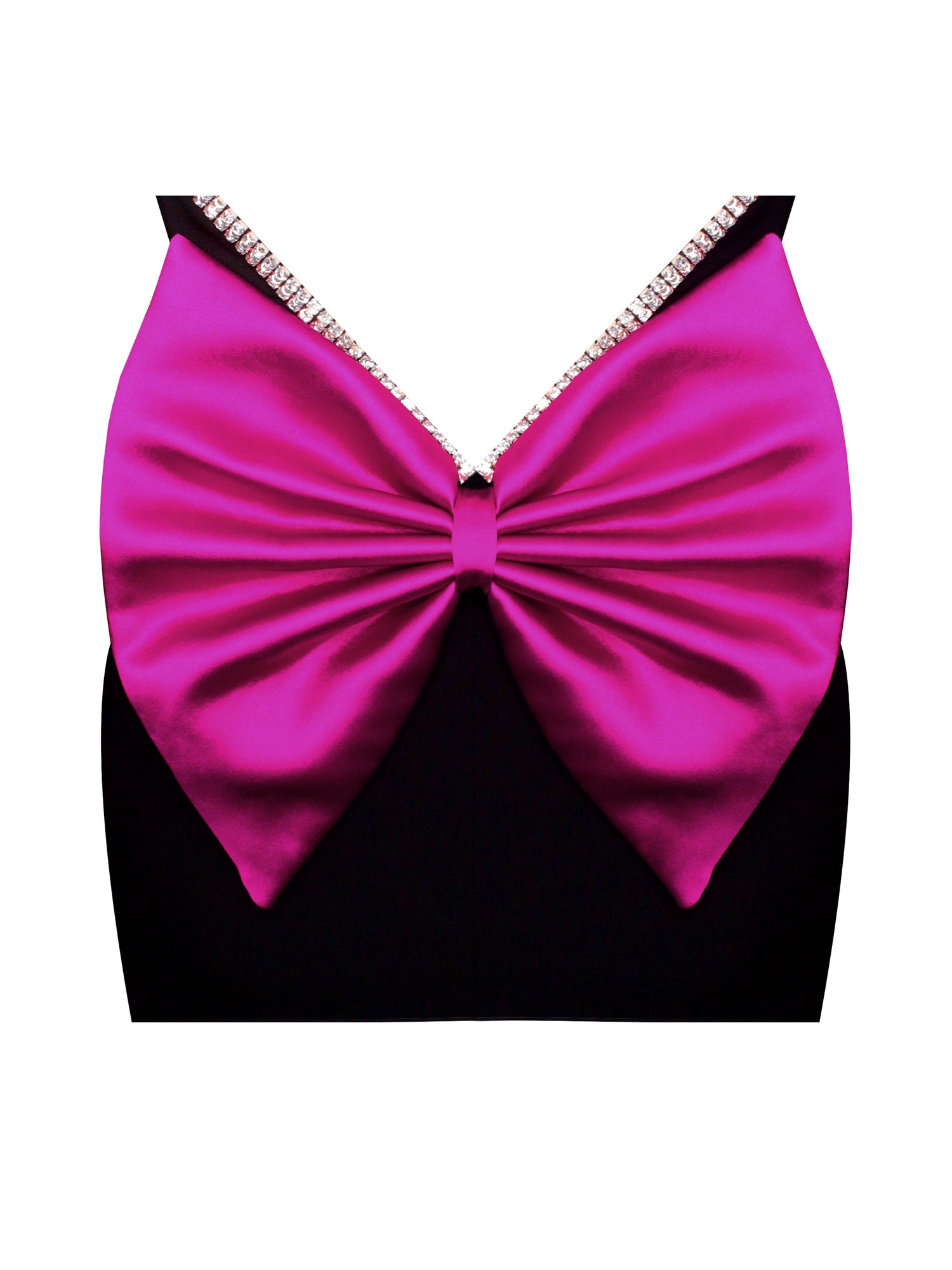 Flore Crystal Straps Backless Gown With Bow | Black