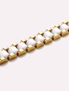 Ora Watch Strap Bracelet | 14K Gold on Stainless Steel | Gold/White Ceramic