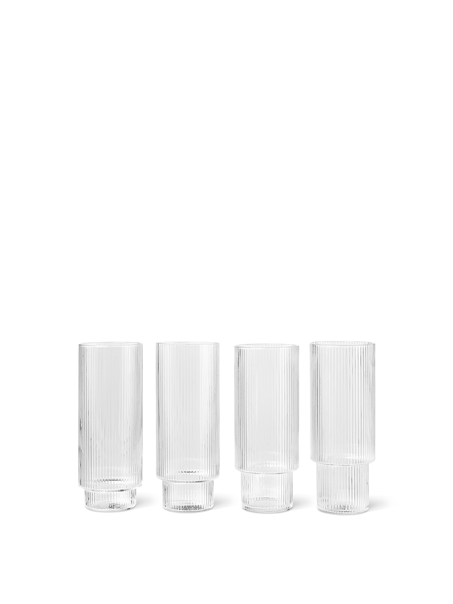 Ripple Long Drink Glasses | Set of 4 | Clear