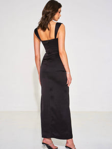 Freddie Lace Satin Maxi Corset Dress | Black