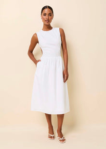 Womens | Sabine Midi Dress Poplin | Optic White