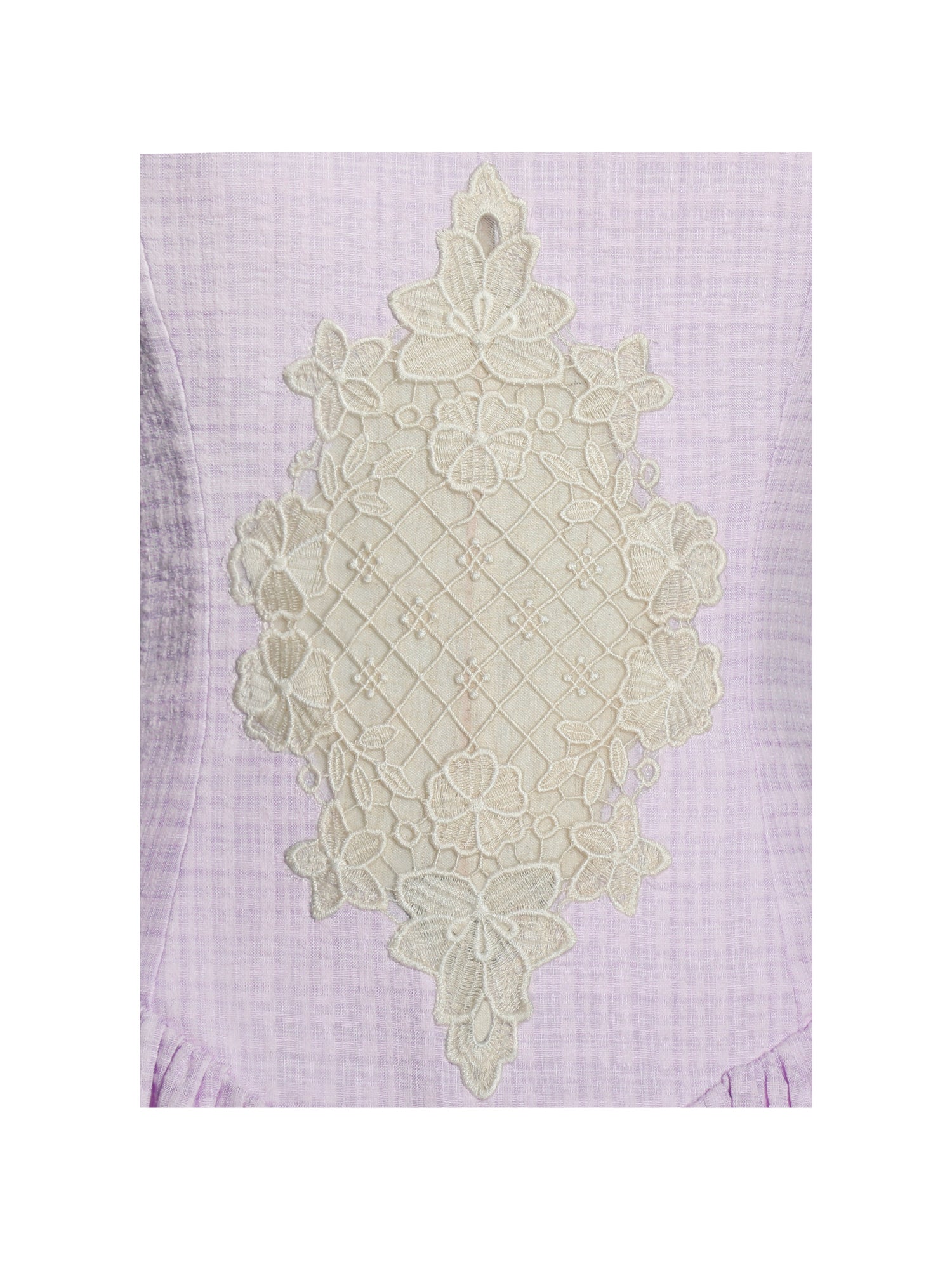 Jaclyn Lace Trim Cutout Seersucker Midi Dress | Lavender