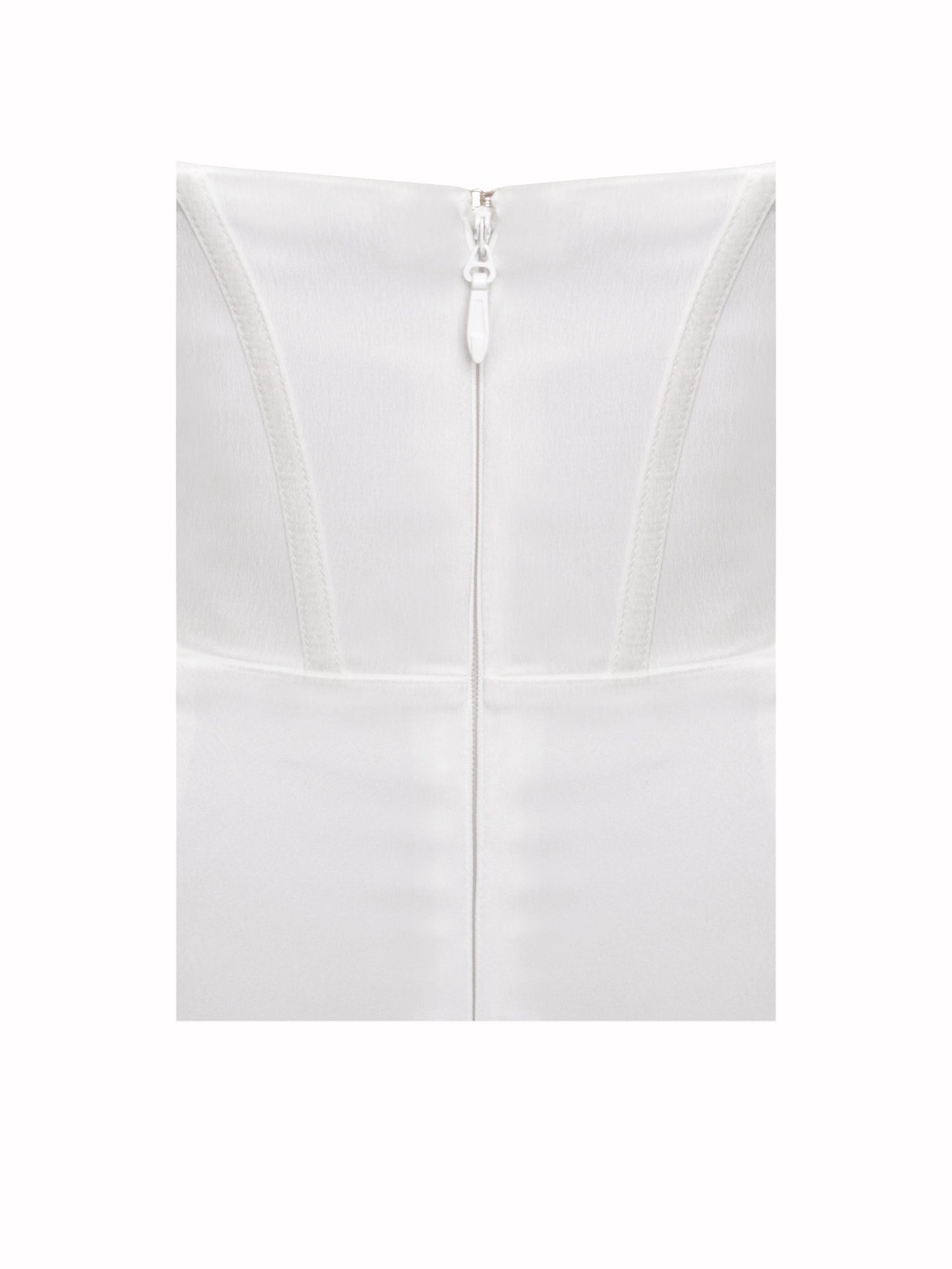 Lora Crystal Embellished Mesh Satin Corset Gown | White