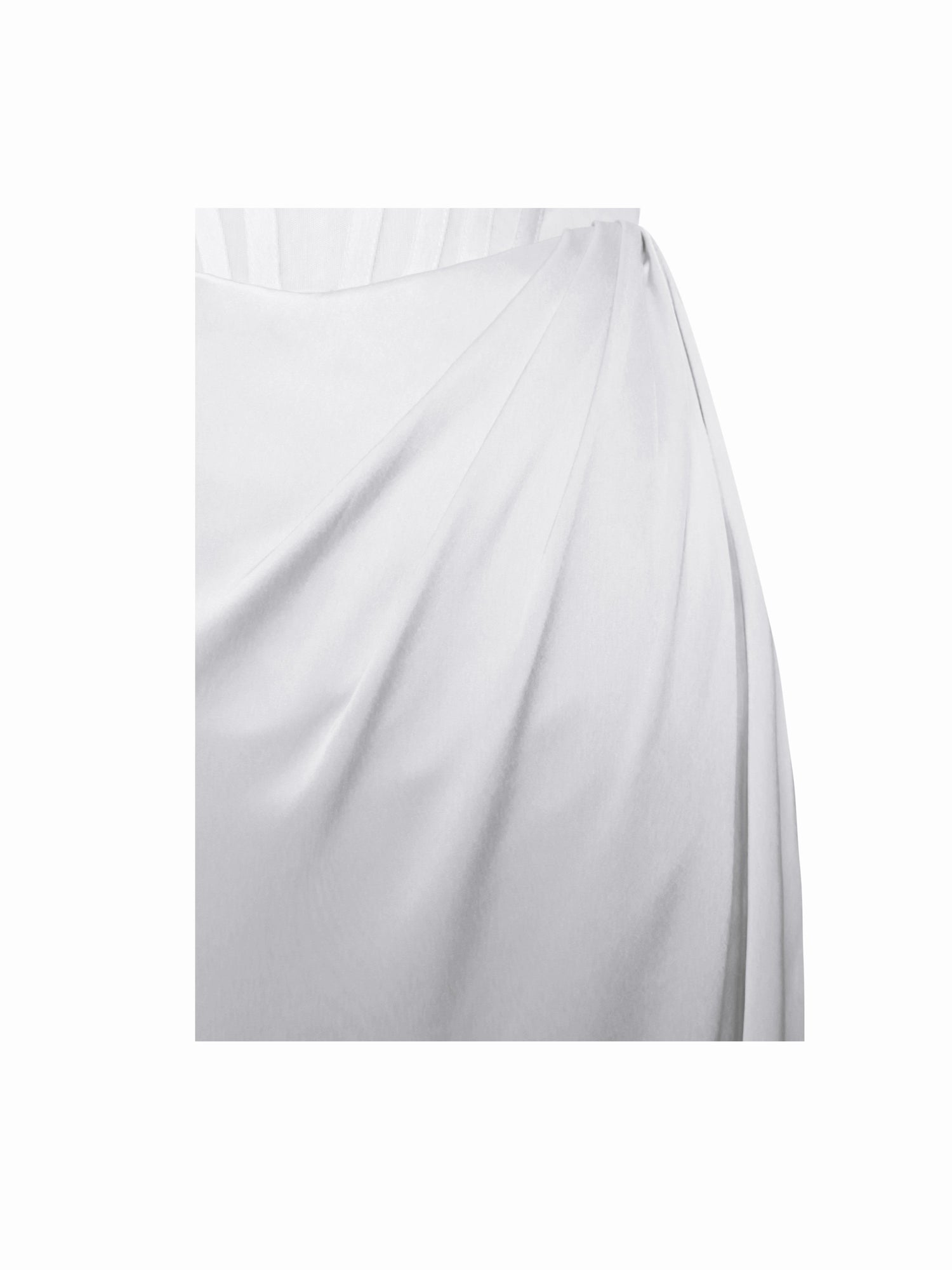 Rebeca Satin High Slit Corset Gown | White