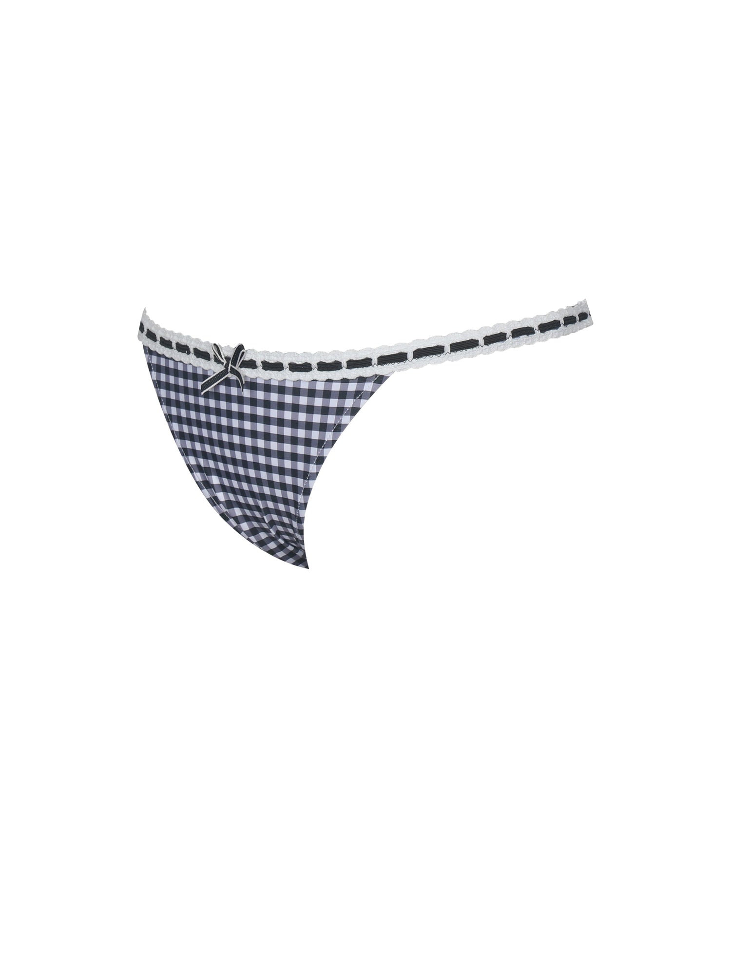 Genevia Gingham Lace Decoration Bikini Bottom | Geneva Gingham