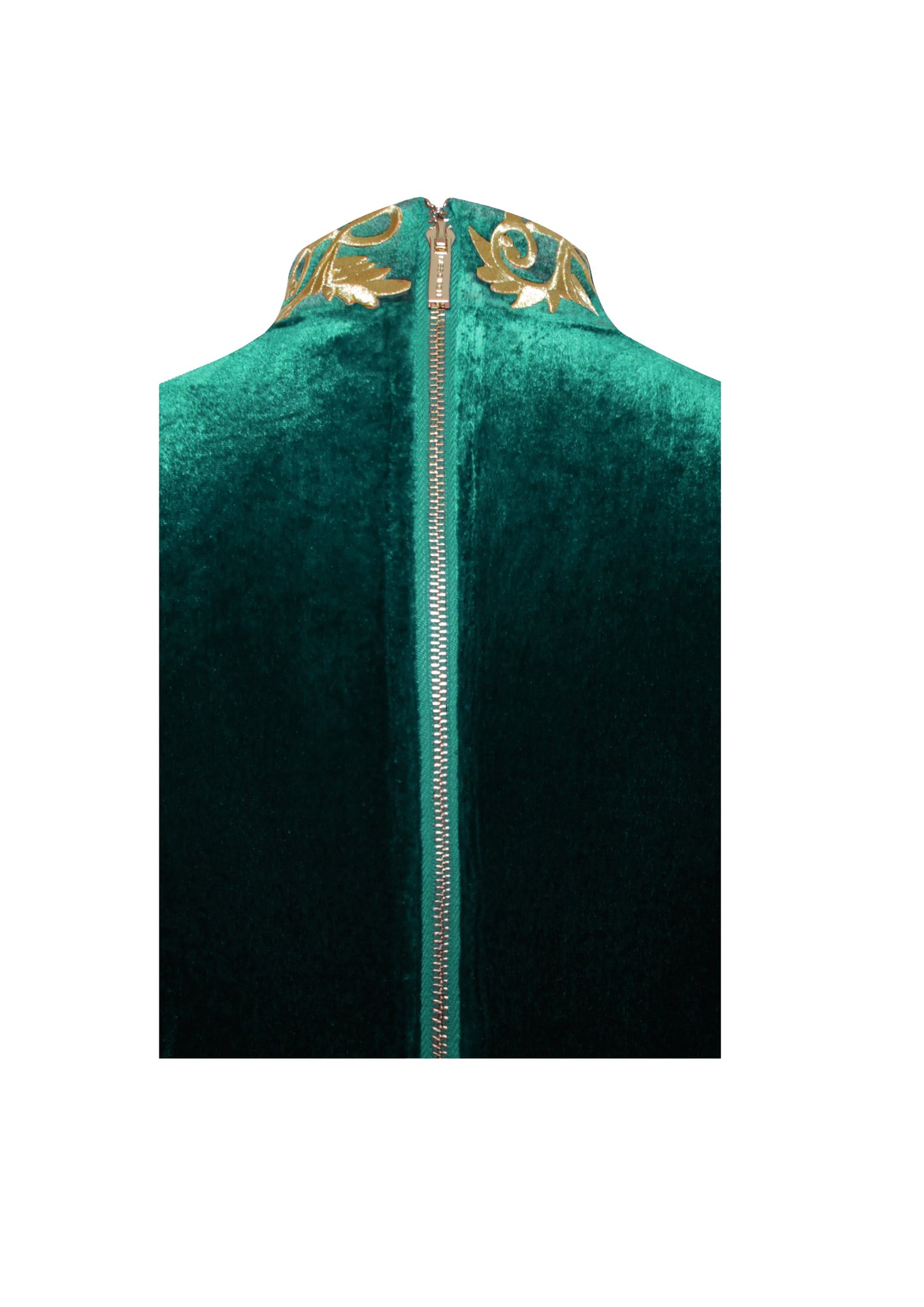 Zenaida Cutout High Slit Velvet Gown | Emerald Green