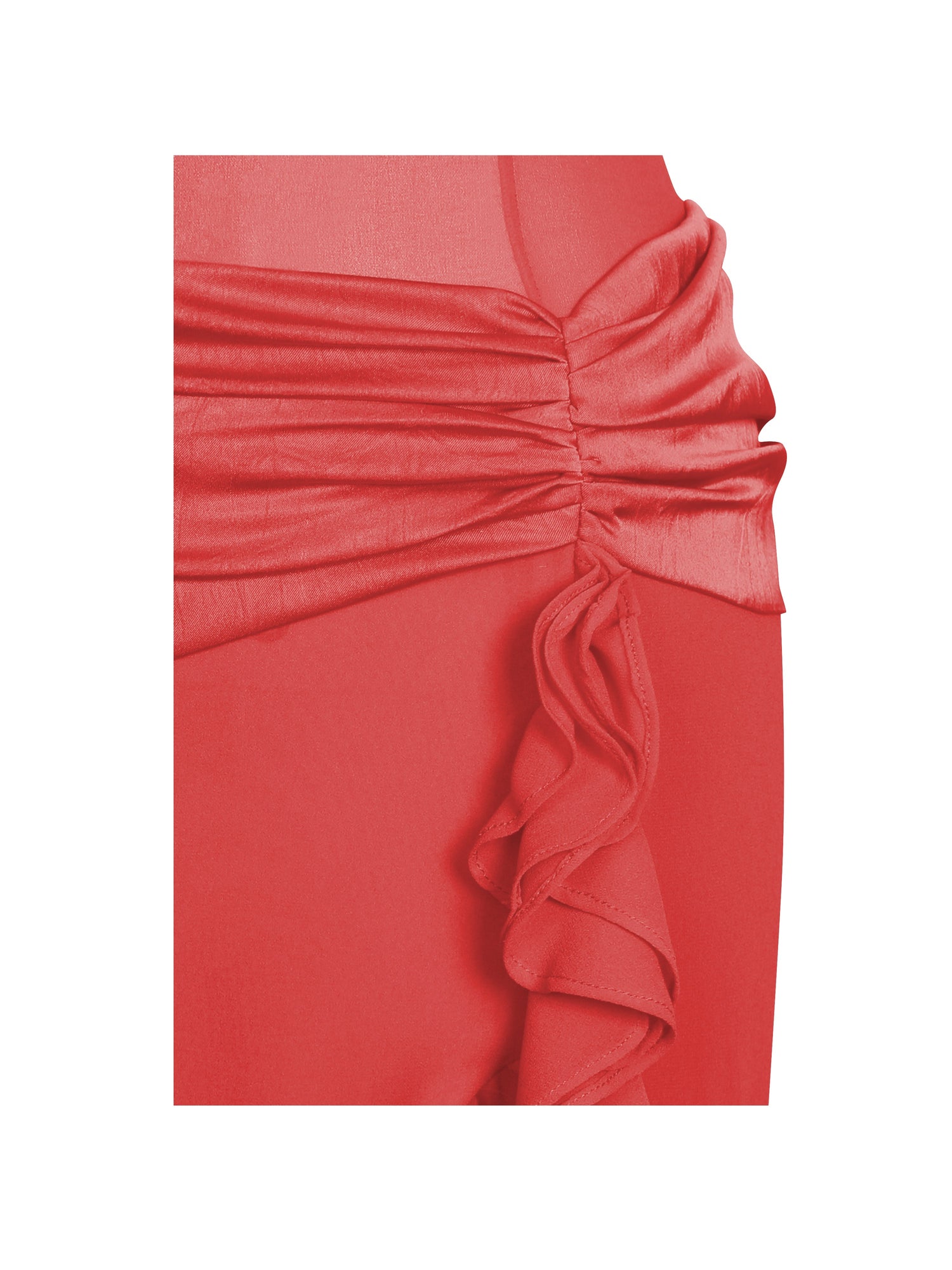 Dahlina Ruched Waist High Slit Midi Dress | Red