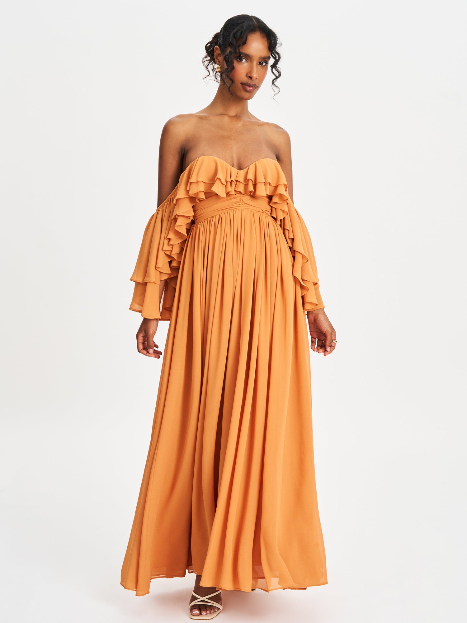 Kaela Off Shoulder Chiffon Maxi Dress | Brickwork