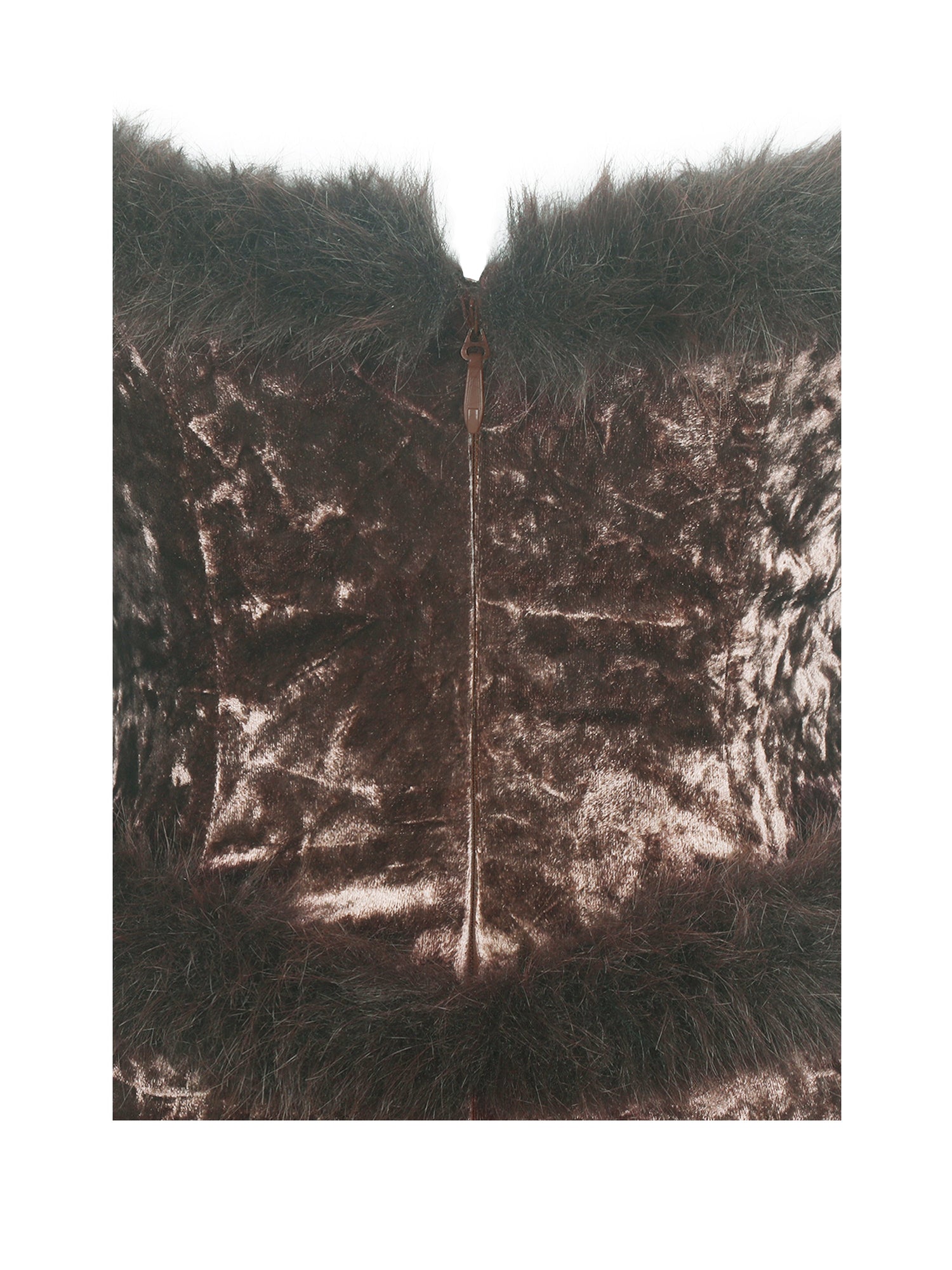 Tessa Sweetheart Bardot Faux Fur Velvet Mermaid Maxi Dress | Coffee