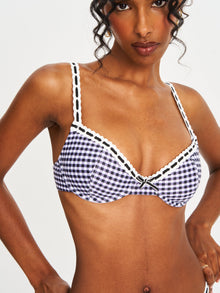Lace Decoration Bikini Top | Geneva Gingham