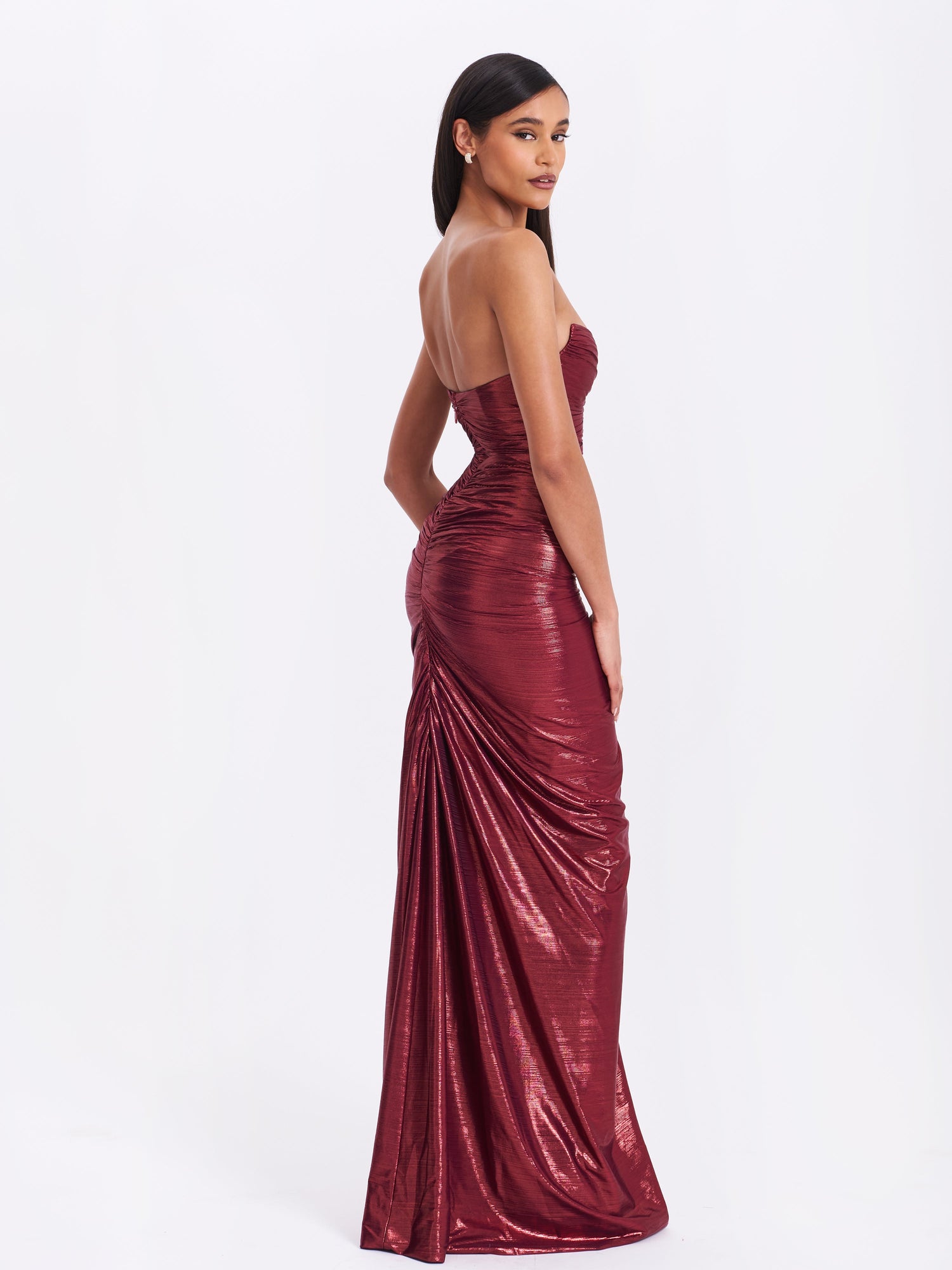 Sable Ruched Glitter Mermaid Gown | Burgundy
